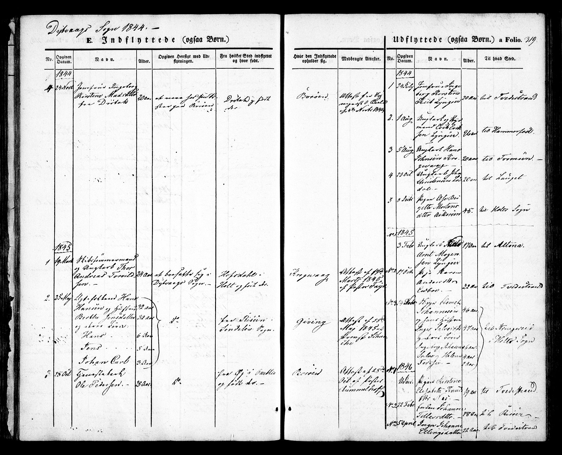 Dypvåg sokneprestkontor, AV/SAK-1111-0007/F/Fa/Faa/L0005: Parish register (official) no. A 5, 1841-1854, p. 319
