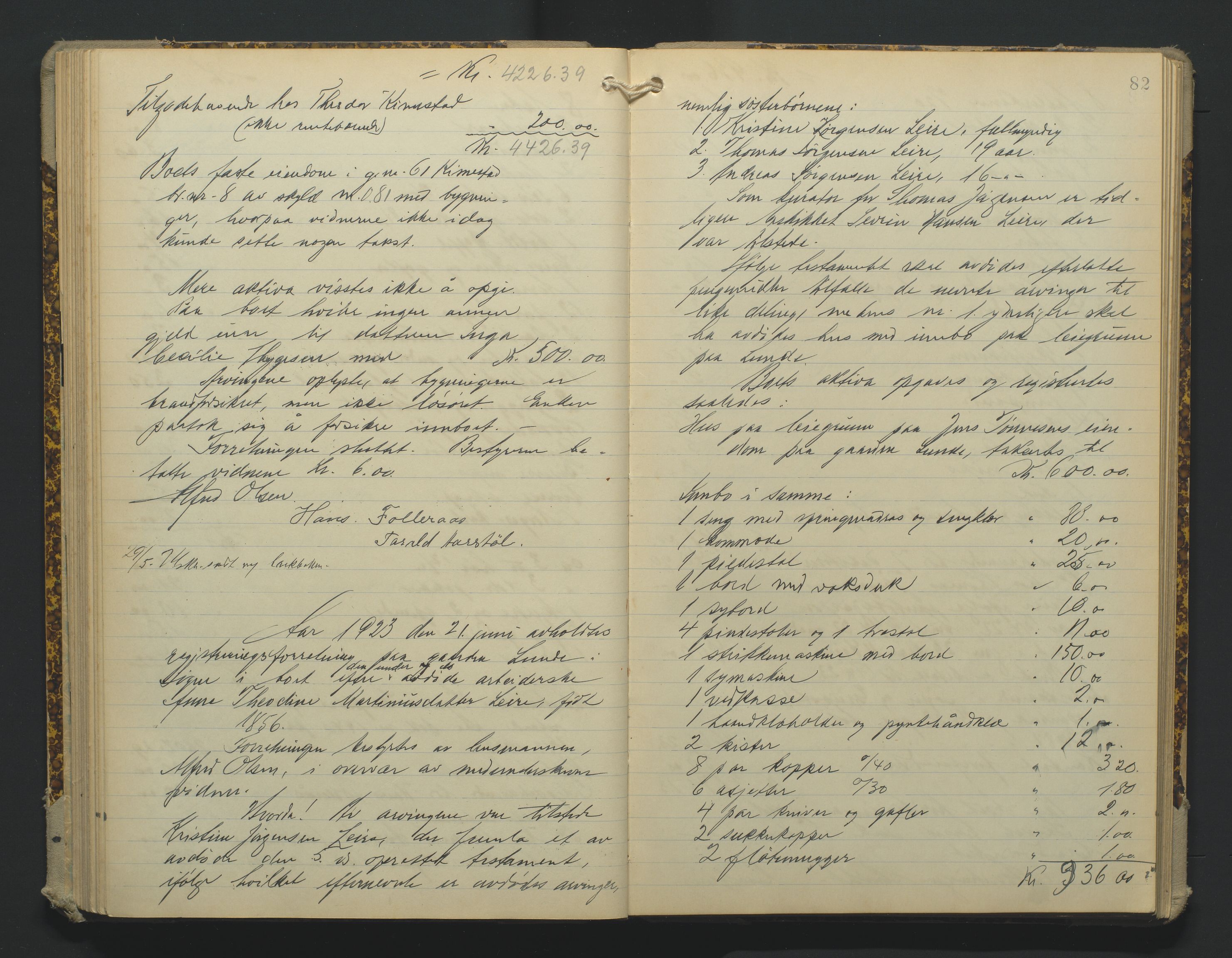 Torridal sorenskriveri, AV/SAK-1221-0012/H/Hc/L0013: Skifteregistreringsprotokoll Søgne og Greipstad lensmannsdistrikt nr. 3, 1918-1928, p. 82