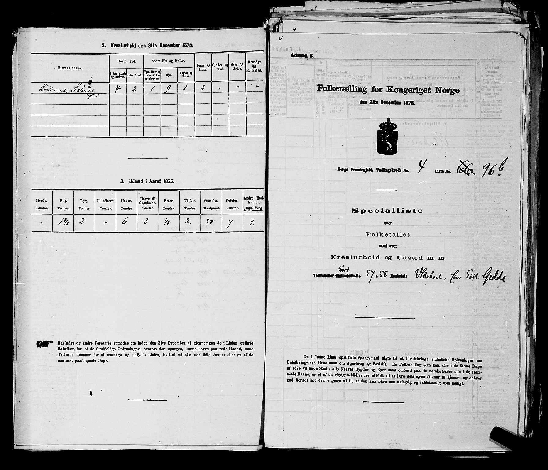 RA, 1875 census for 0116P Berg, 1875, p. 509