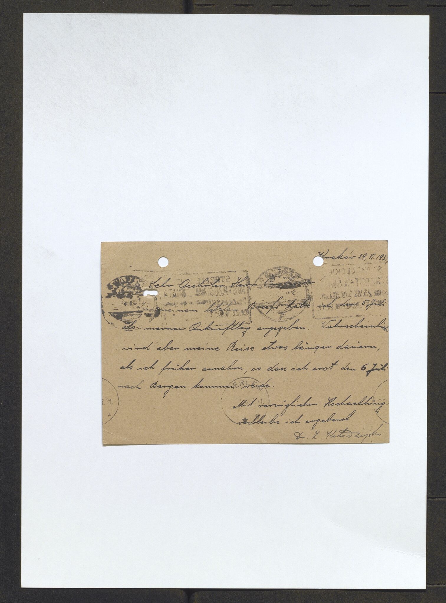 Bergens Museum, AV/SAB-A-17301/13/D/L0002: Korrespondanse , 1928-1940, p. 132