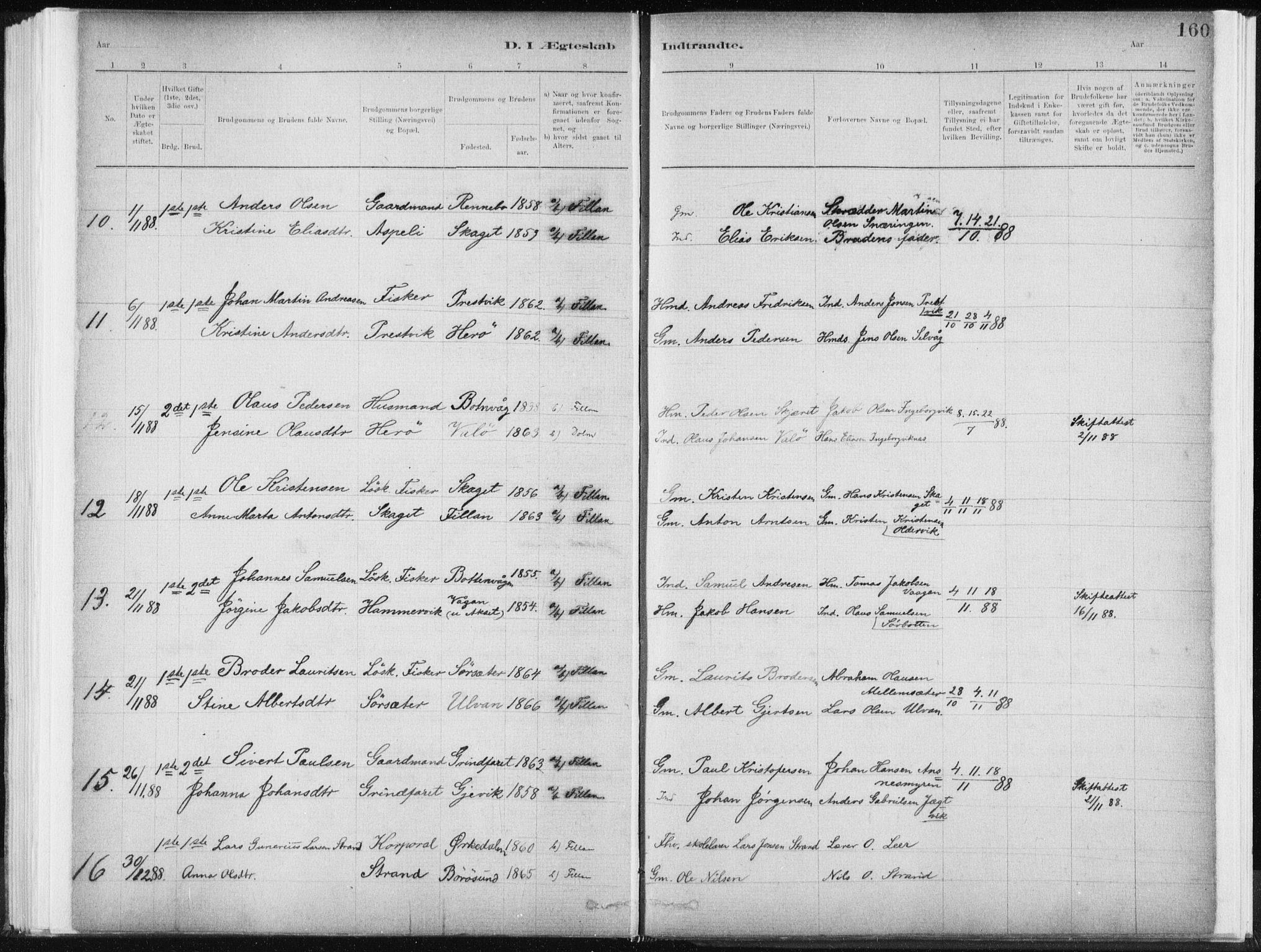 Ministerialprotokoller, klokkerbøker og fødselsregistre - Sør-Trøndelag, SAT/A-1456/637/L0558: Parish register (official) no. 637A01, 1882-1899, p. 160