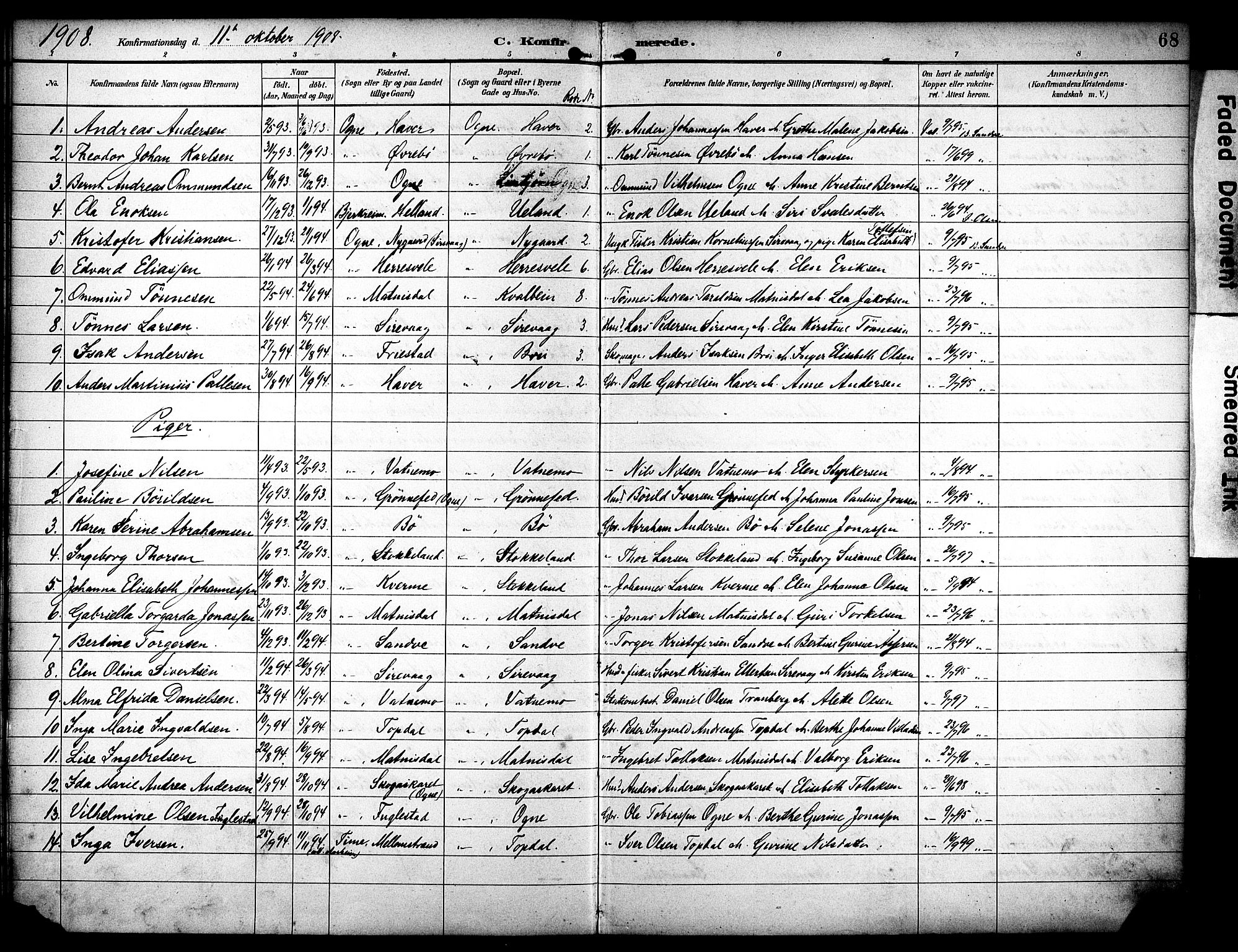 Eigersund sokneprestkontor, AV/SAST-A-101807/001/30/30BA/L0020: Parish register (official) no. A 19, 1893-1910, p. 68