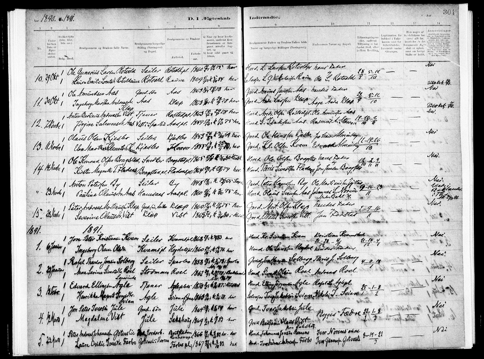 Ministerialprotokoller, klokkerbøker og fødselsregistre - Nord-Trøndelag, SAT/A-1458/730/L0285: Parish register (official) no. 730A10, 1879-1914, p. 304