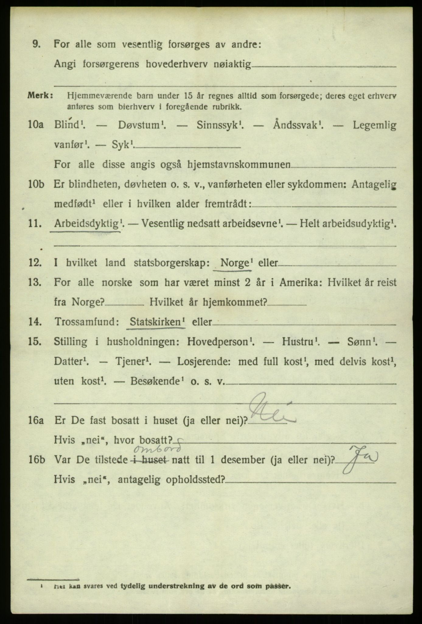 SAB, 1920 census for Hosanger, 1920, p. 2340