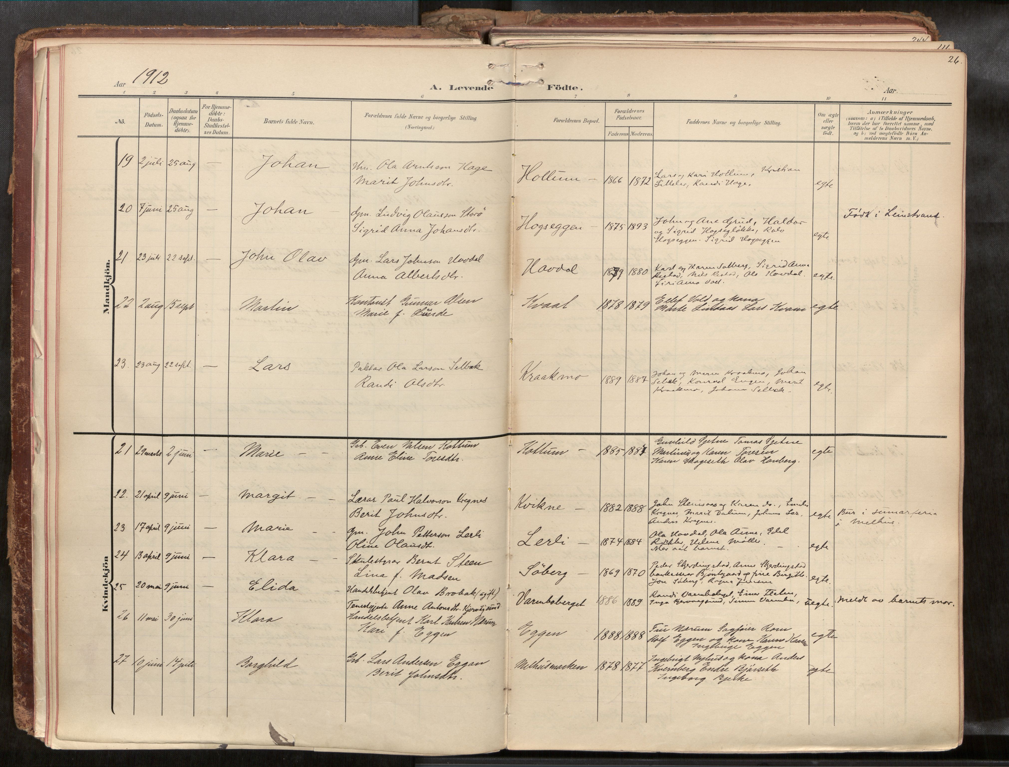 Ministerialprotokoller, klokkerbøker og fødselsregistre - Sør-Trøndelag, SAT/A-1456/691/L1085b: Parish register (official) no. 691A18, 1908-1930, p. 26