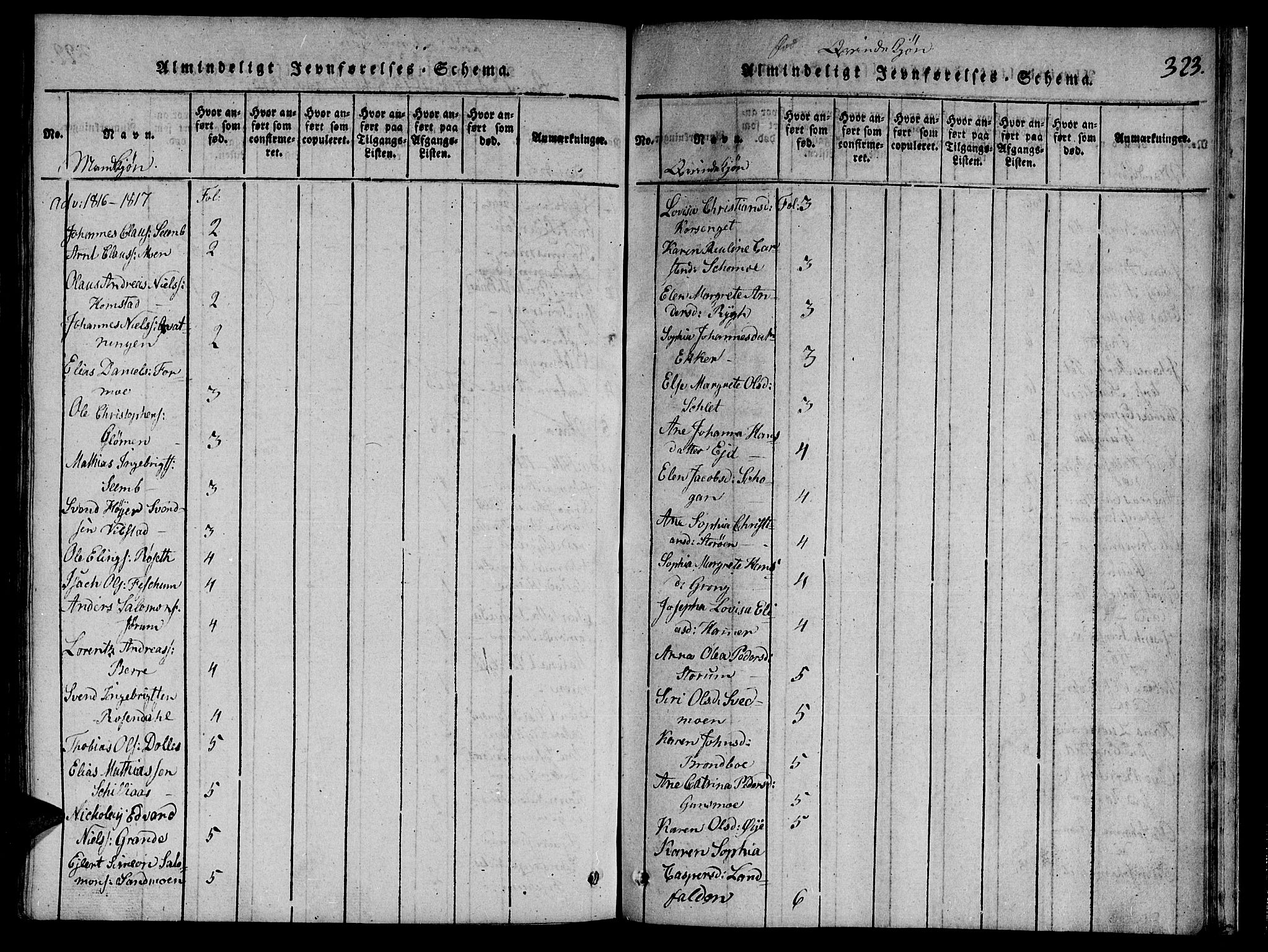 Ministerialprotokoller, klokkerbøker og fødselsregistre - Nord-Trøndelag, SAT/A-1458/764/L0546: Parish register (official) no. 764A06 /1, 1816-1823, p. 323