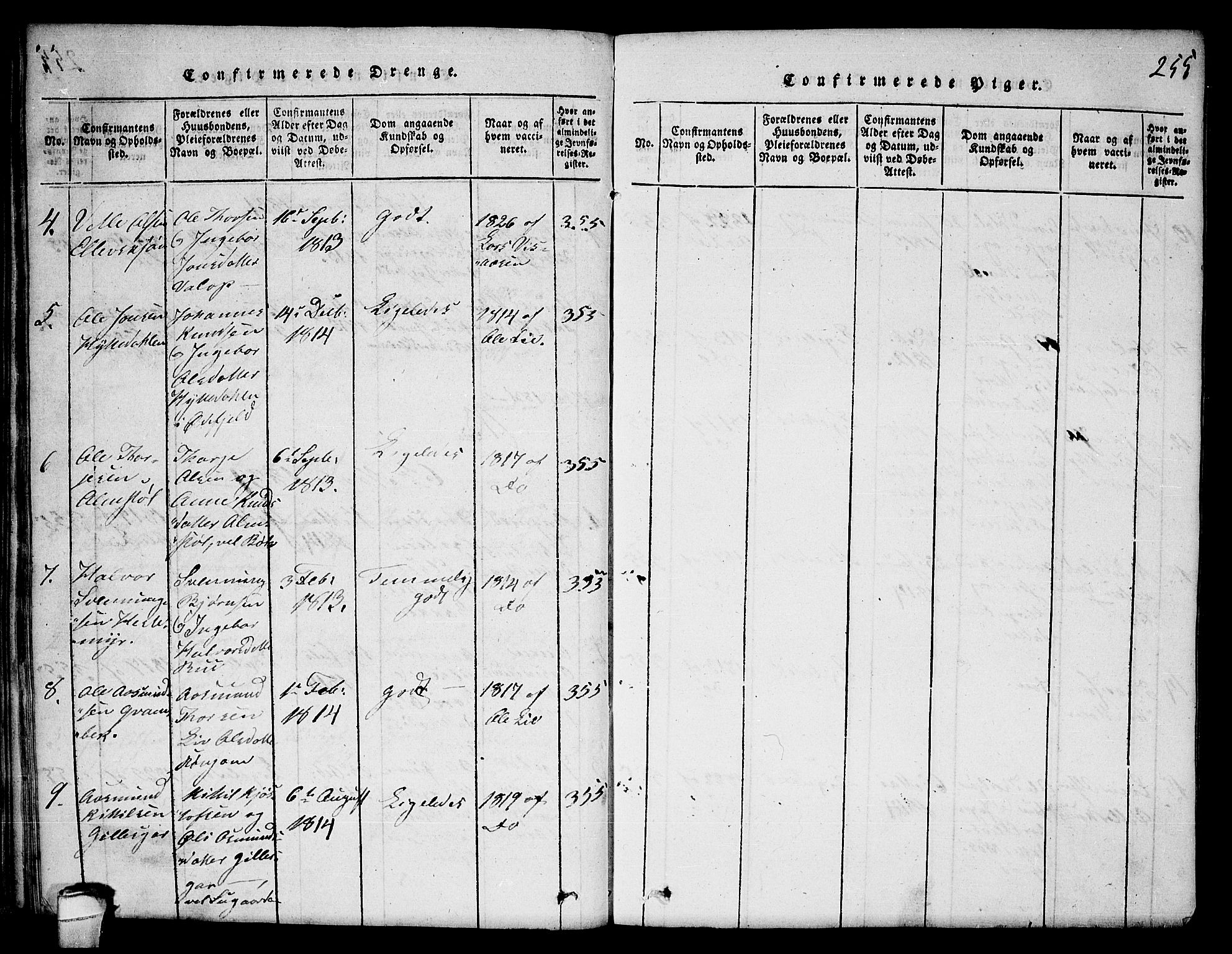 Seljord kirkebøker, AV/SAKO-A-20/F/Fc/L0001: Parish register (official) no. III 1, 1815-1831, p. 255