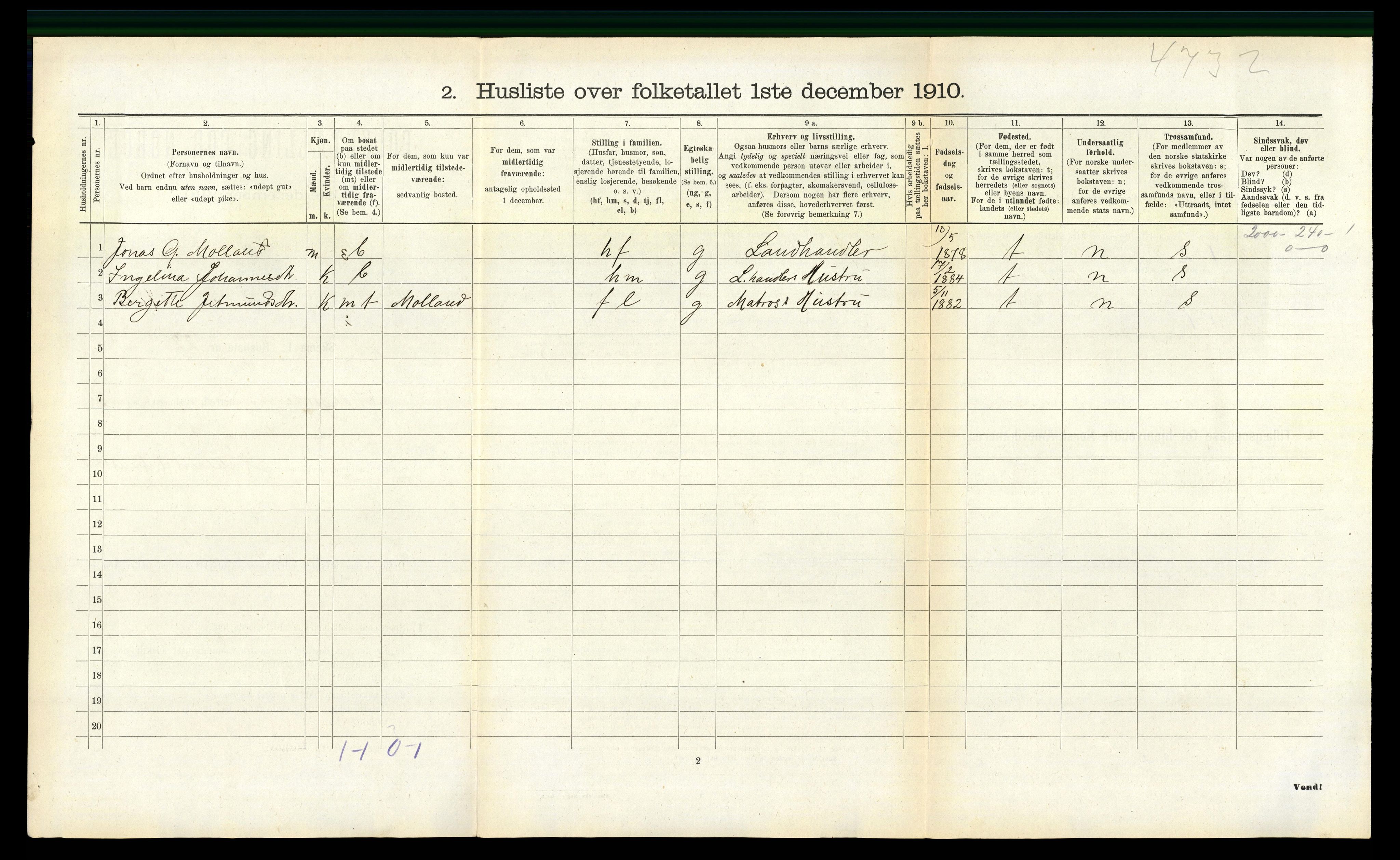 RA, 1910 census for Masfjorden, 1910, p. 237