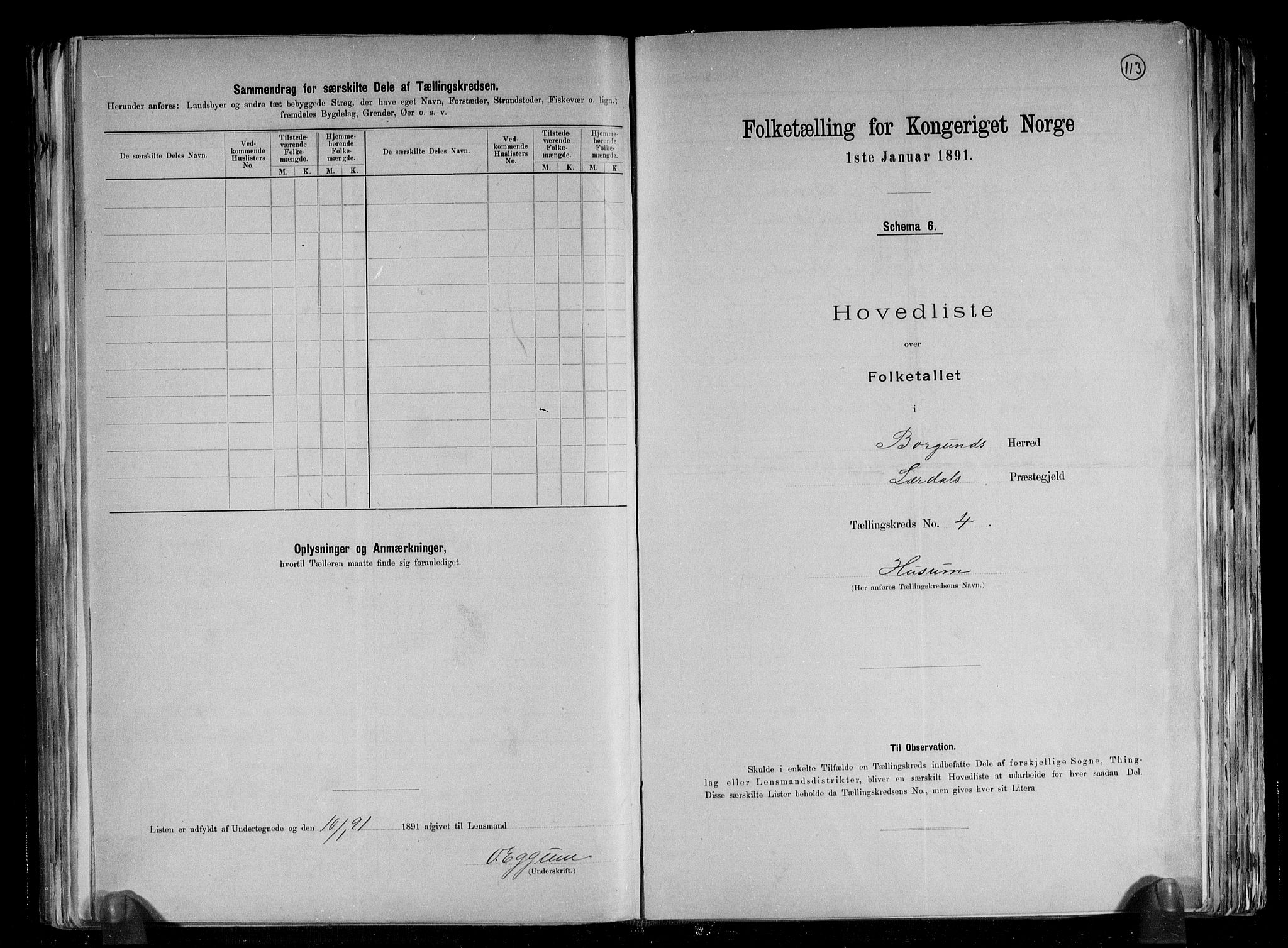 RA, 1891 census for 1423 Borgund, 1891, p. 10