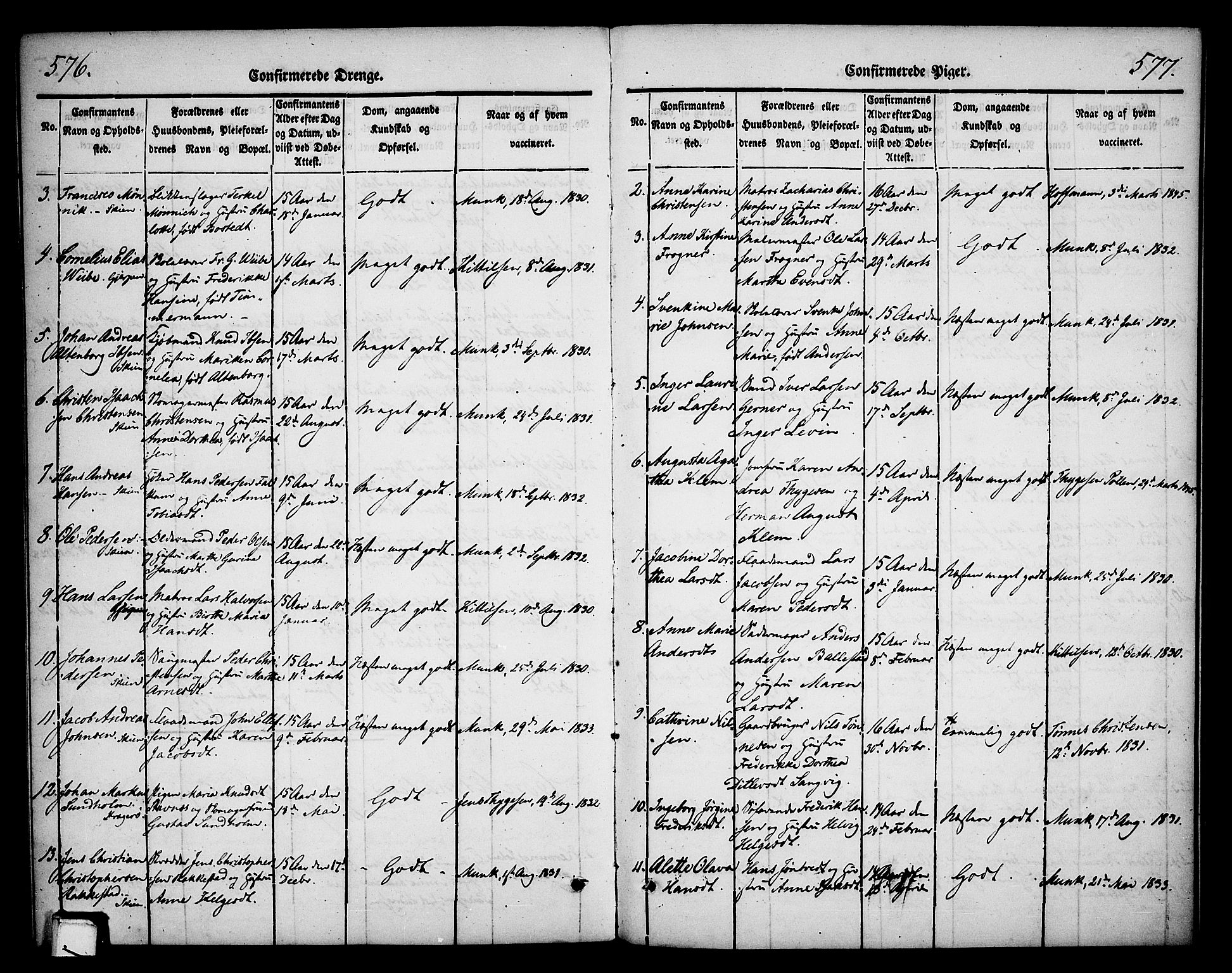 Skien kirkebøker, SAKO/A-302/F/Fa/L0006b: Parish register (official) no. 6B, 1843-1846, p. 576-577