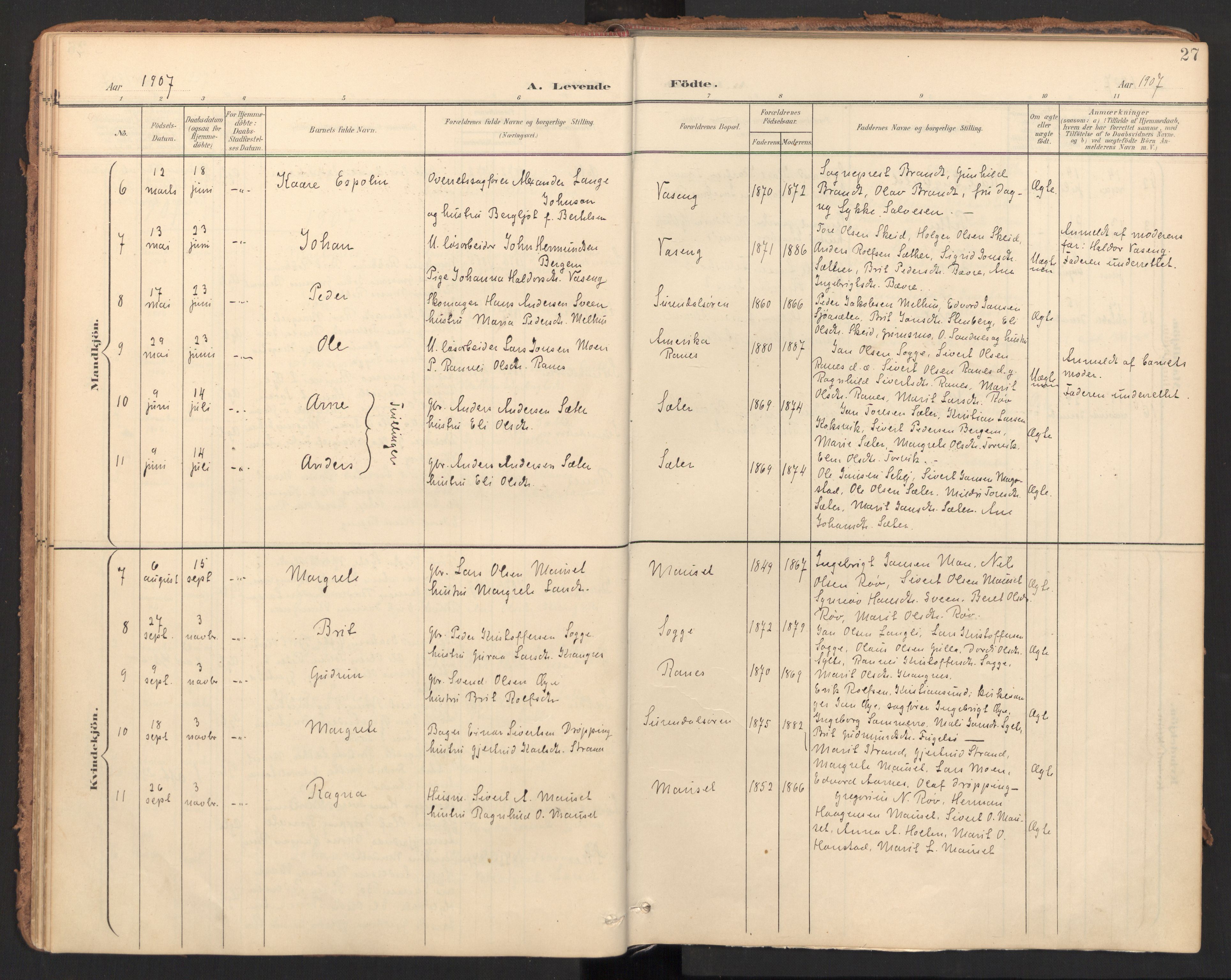 Ministerialprotokoller, klokkerbøker og fødselsregistre - Møre og Romsdal, AV/SAT-A-1454/596/L1057: Parish register (official) no. 596A02, 1900-1917, p. 27