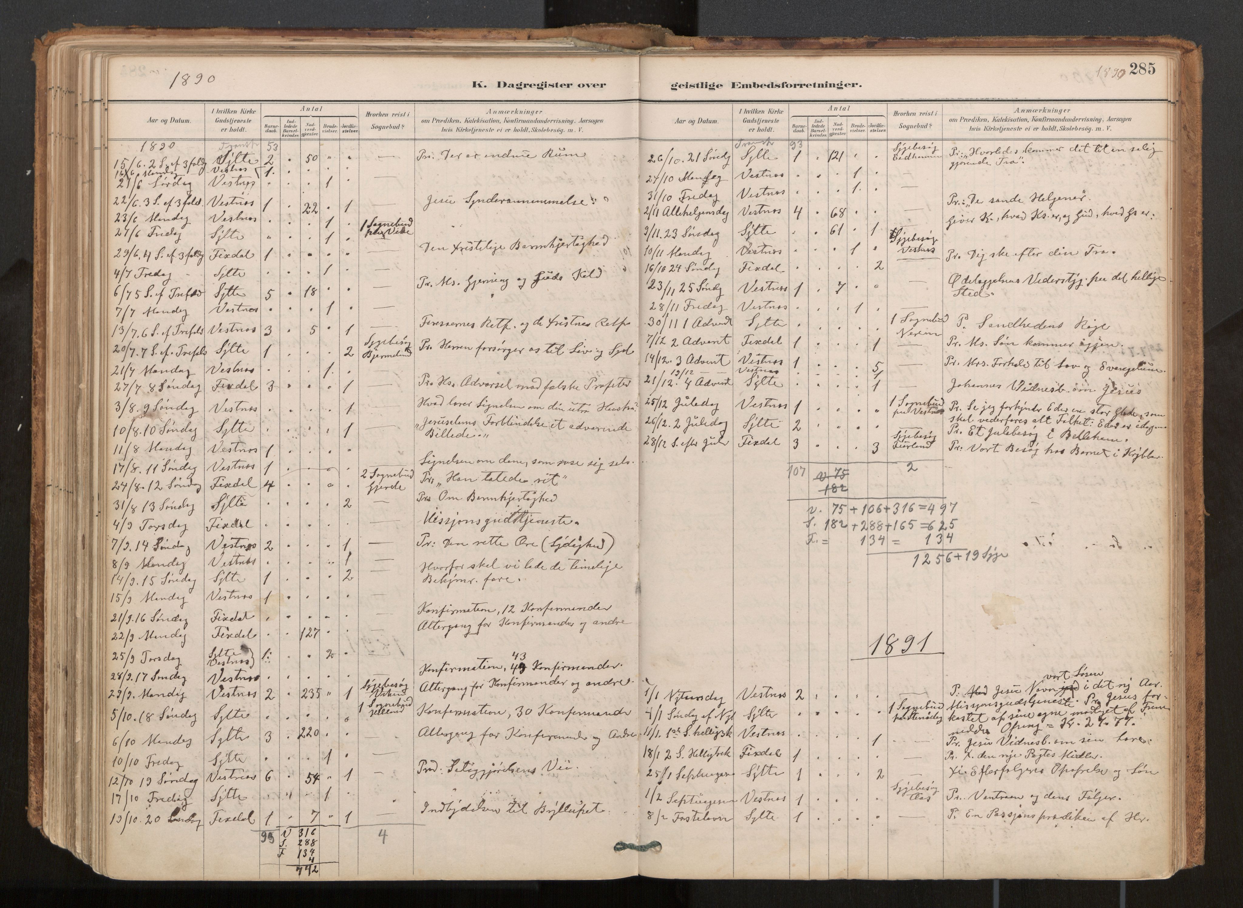 Ministerialprotokoller, klokkerbøker og fødselsregistre - Møre og Romsdal, AV/SAT-A-1454/539/L0531: Parish register (official) no. 539A04, 1887-1913, p. 285