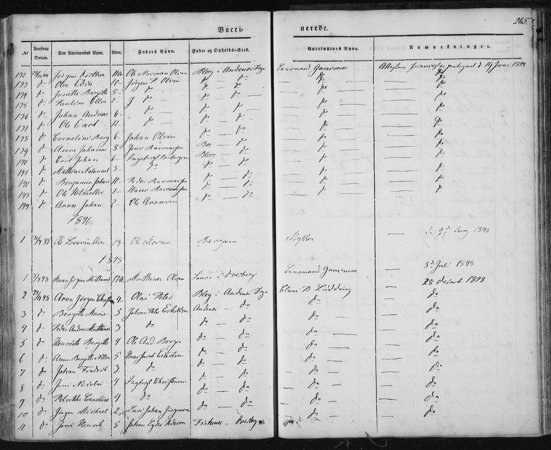 Ministerialprotokoller, klokkerbøker og fødselsregistre - Nordland, SAT/A-1459/897/L1396: Parish register (official) no. 897A04, 1842-1866, p. 265