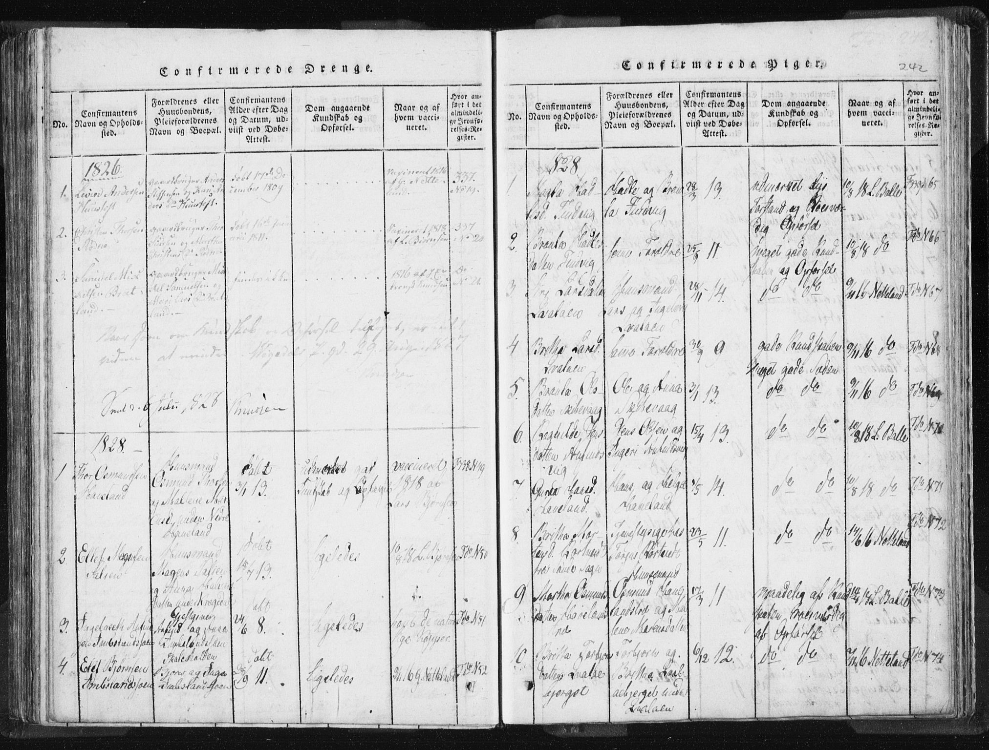 Vikedal sokneprestkontor, AV/SAST-A-101840/01/IV: Parish register (official) no. A 5, 1817-1850, p. 242