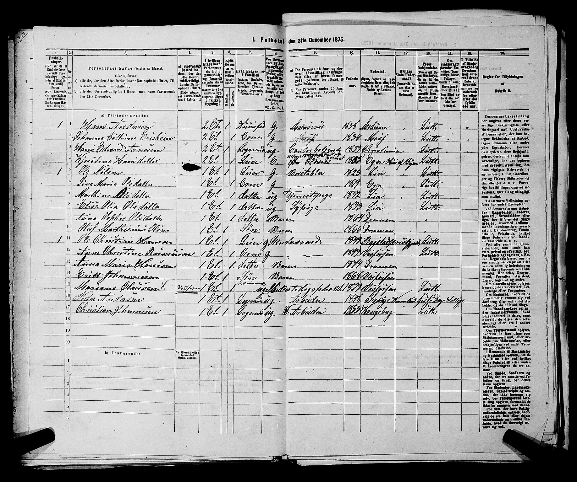 SAKO, 1875 census for 0602 Drammen, 1875, p. 1684