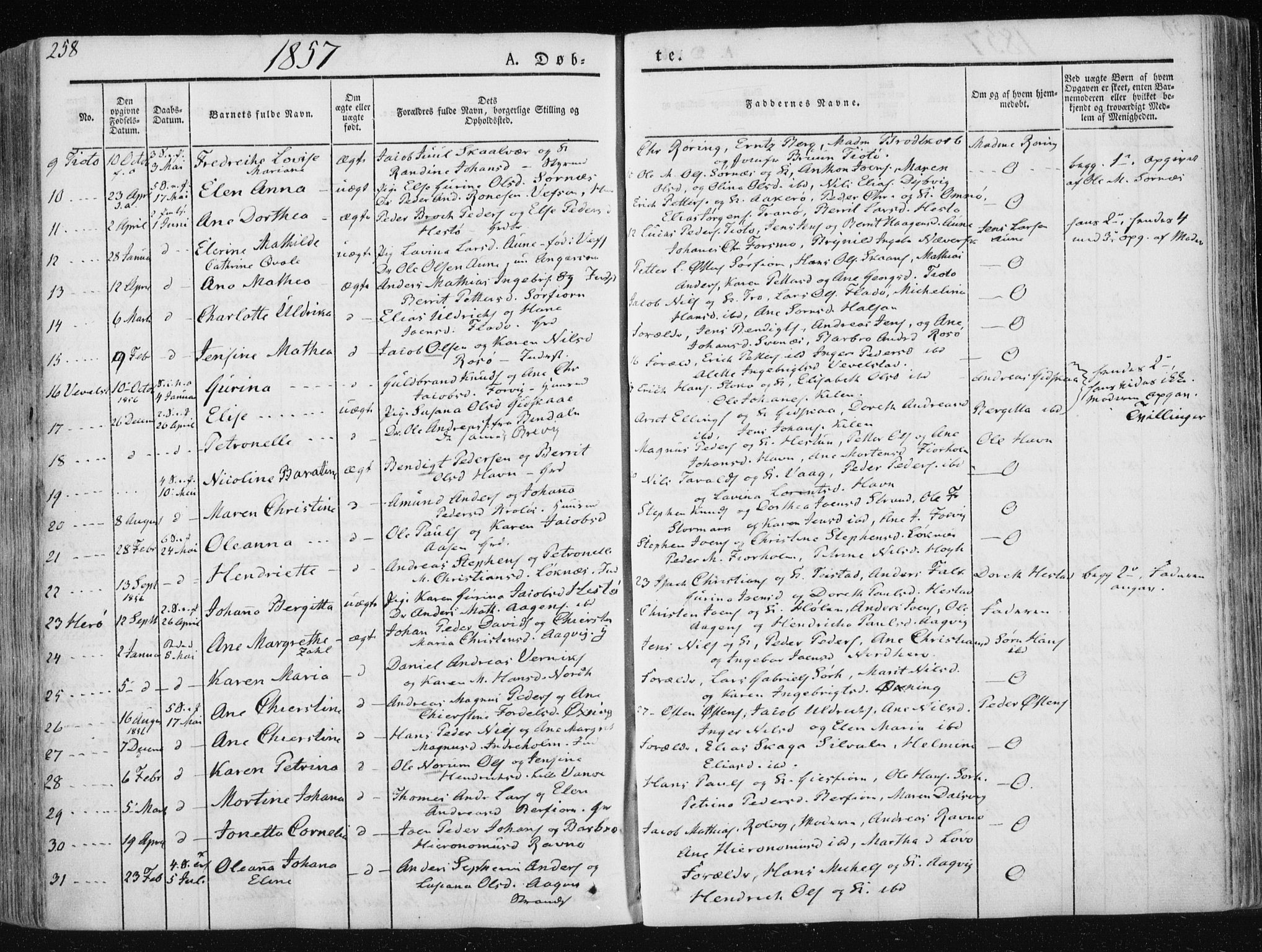 Ministerialprotokoller, klokkerbøker og fødselsregistre - Nordland, SAT/A-1459/830/L0446: Parish register (official) no. 830A10, 1831-1865, p. 258