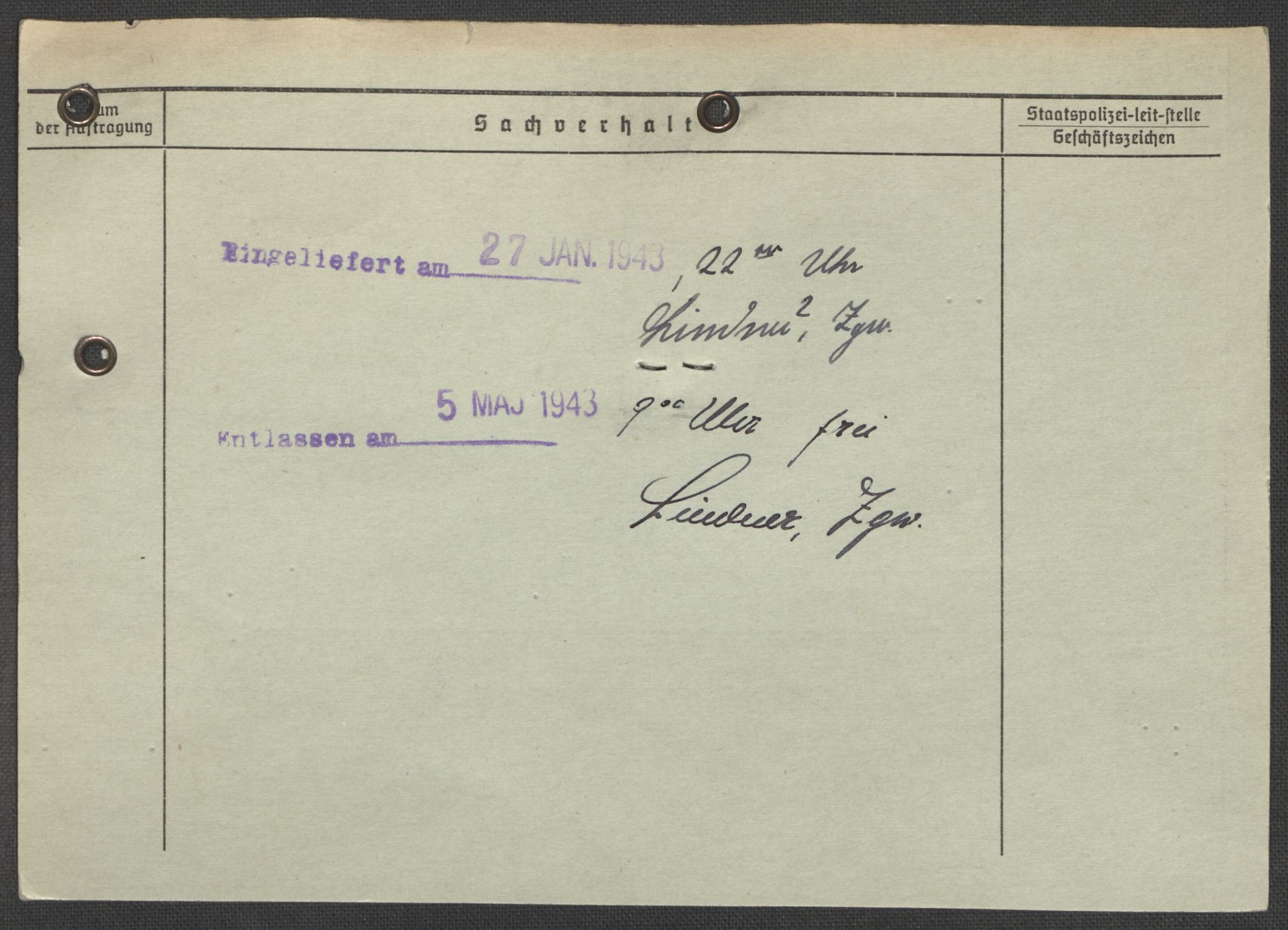 Befehlshaber der Sicherheitspolizei und des SD, RA/RAFA-5969/E/Ea/Eaa/L0008: Register over norske fanger i Møllergata 19: Oelze-Ru, 1940-1945, p. 437