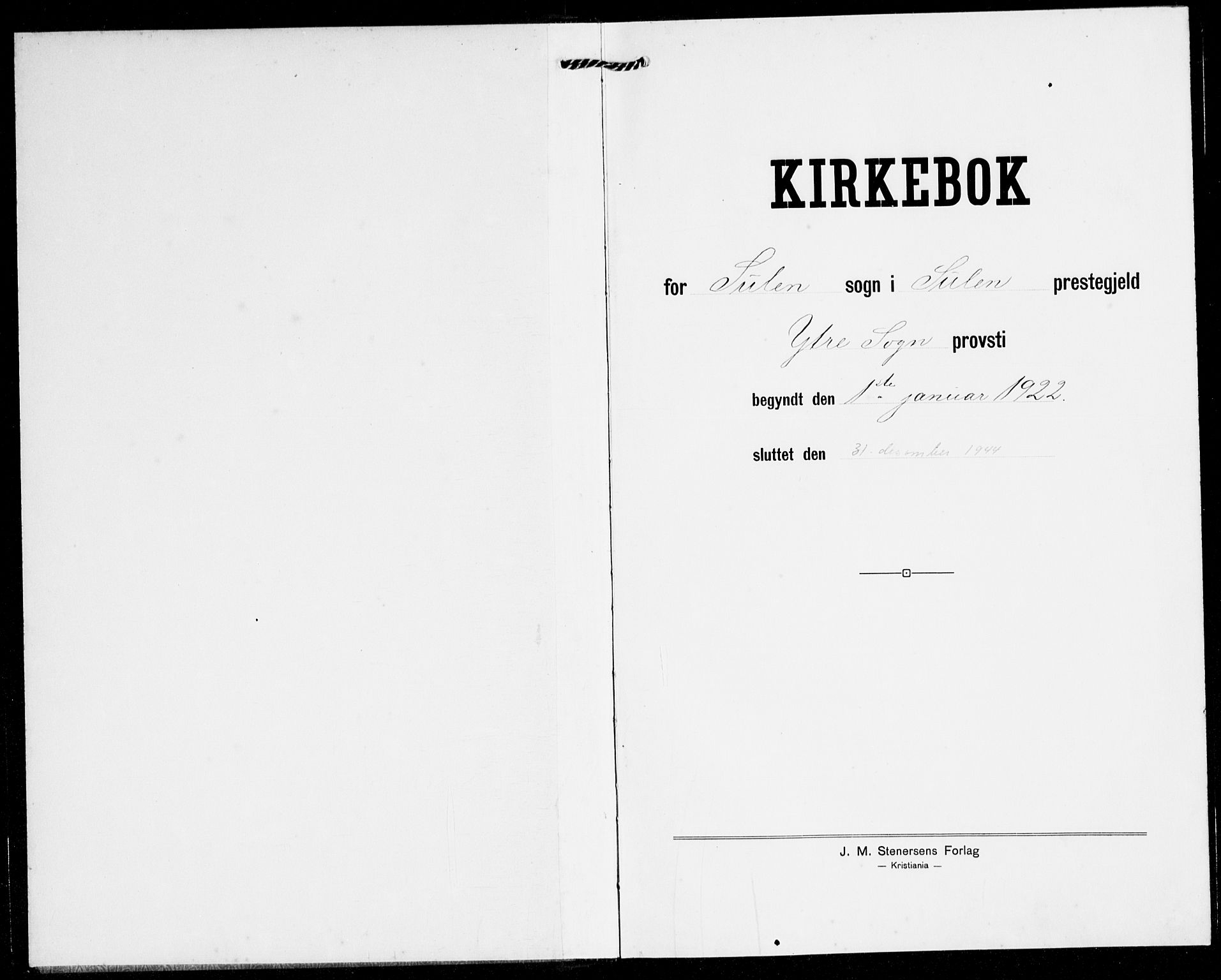 Solund sokneprestembete, AV/SAB-A-81401: Parish register (copy) no. A 3, 1922-1944