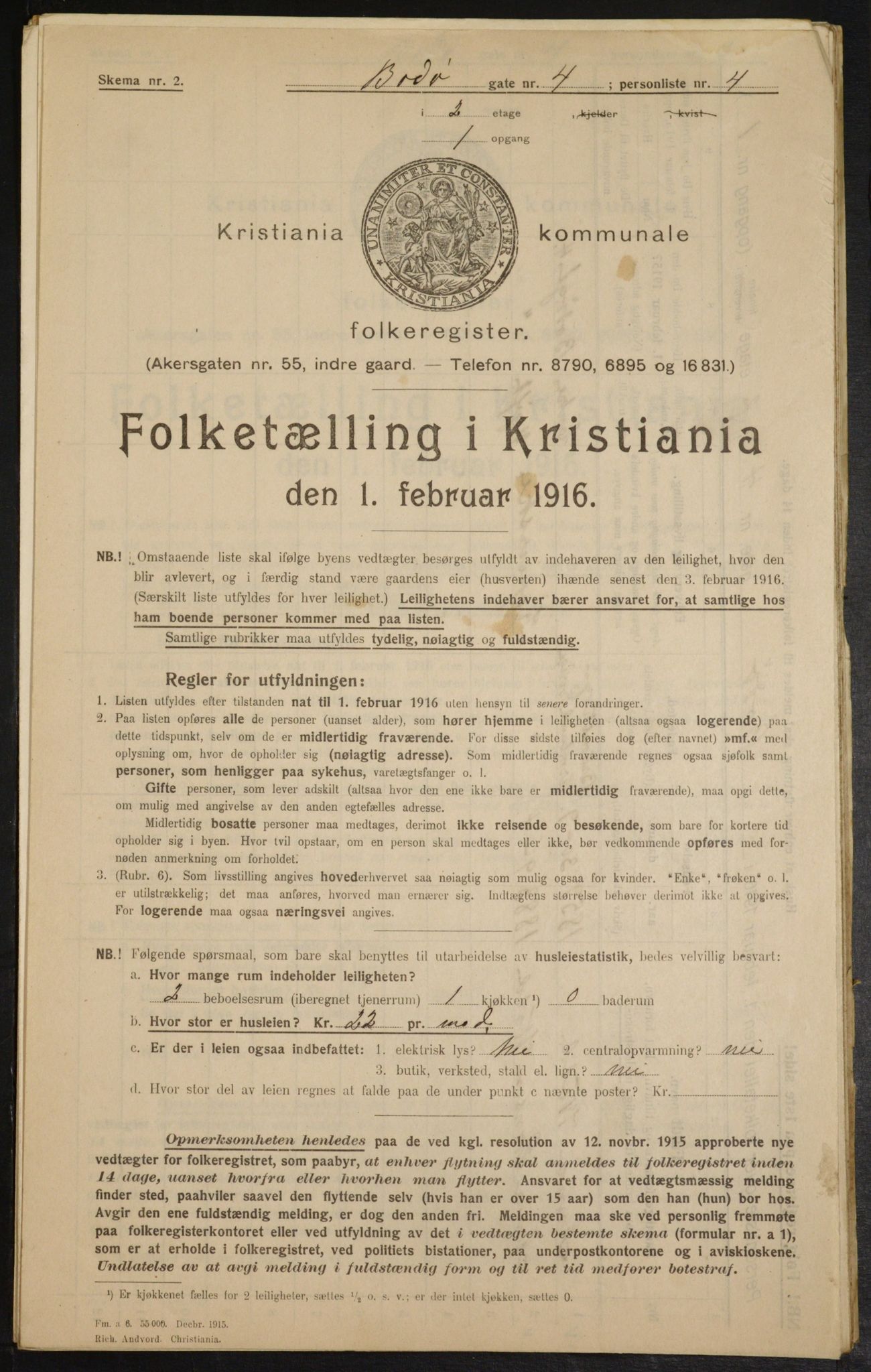 OBA, Municipal Census 1916 for Kristiania, 1916, p. 6797