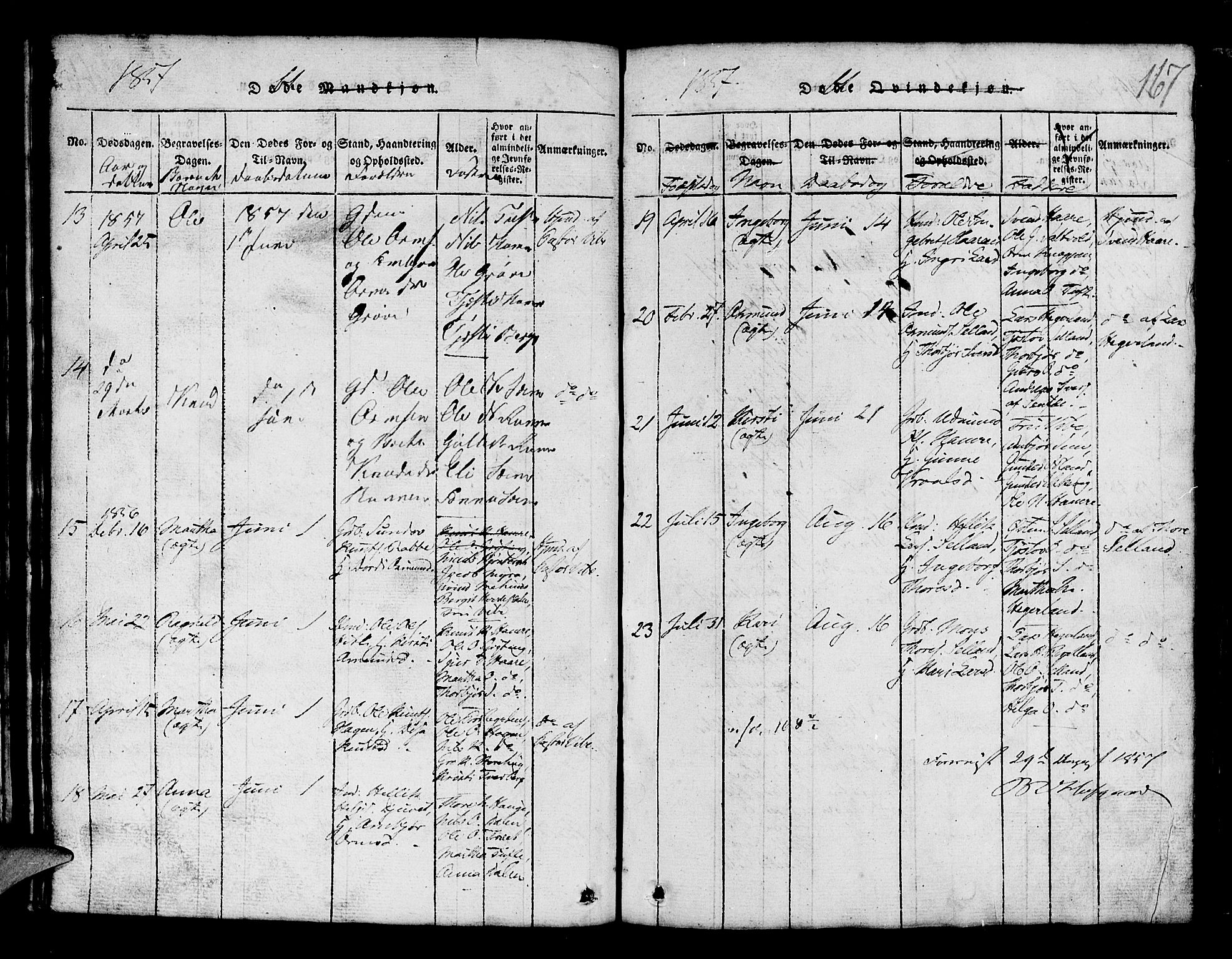 Røldal sokneprestembete, AV/SAB-A-100247: Parish register (copy) no. A 1, 1817-1860, p. 167