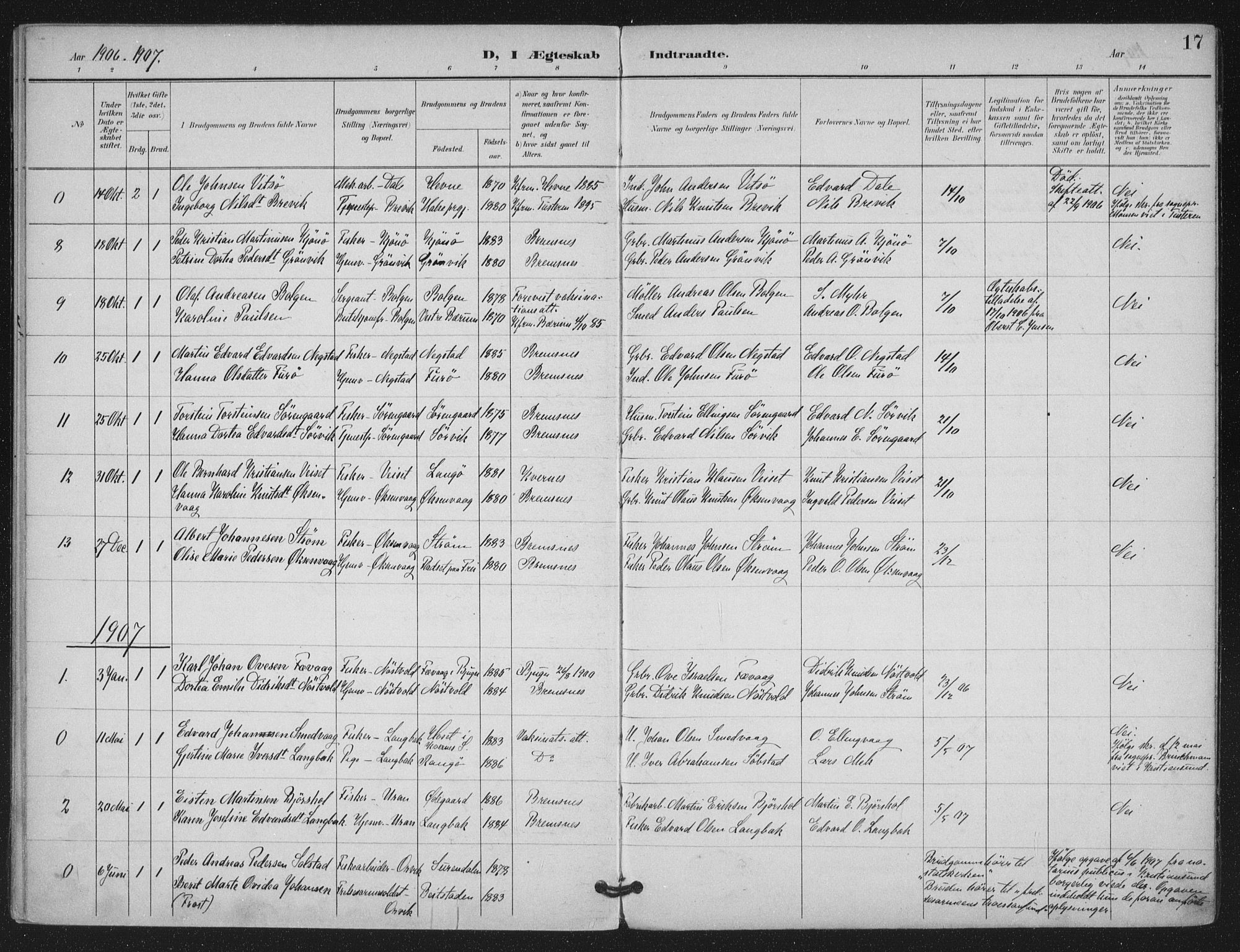 Ministerialprotokoller, klokkerbøker og fødselsregistre - Møre og Romsdal, SAT/A-1454/569/L0821: Parish register (official) no. 569A07, 1897-1907, p. 17