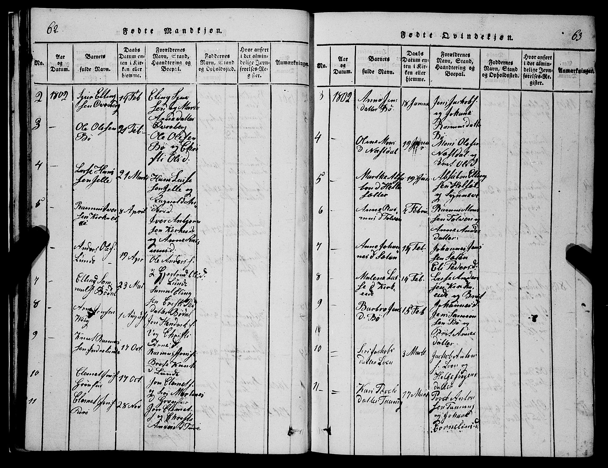 Stryn Sokneprestembete, SAB/A-82501: Parish register (copy) no. C 1, 1801-1845, p. 62-63