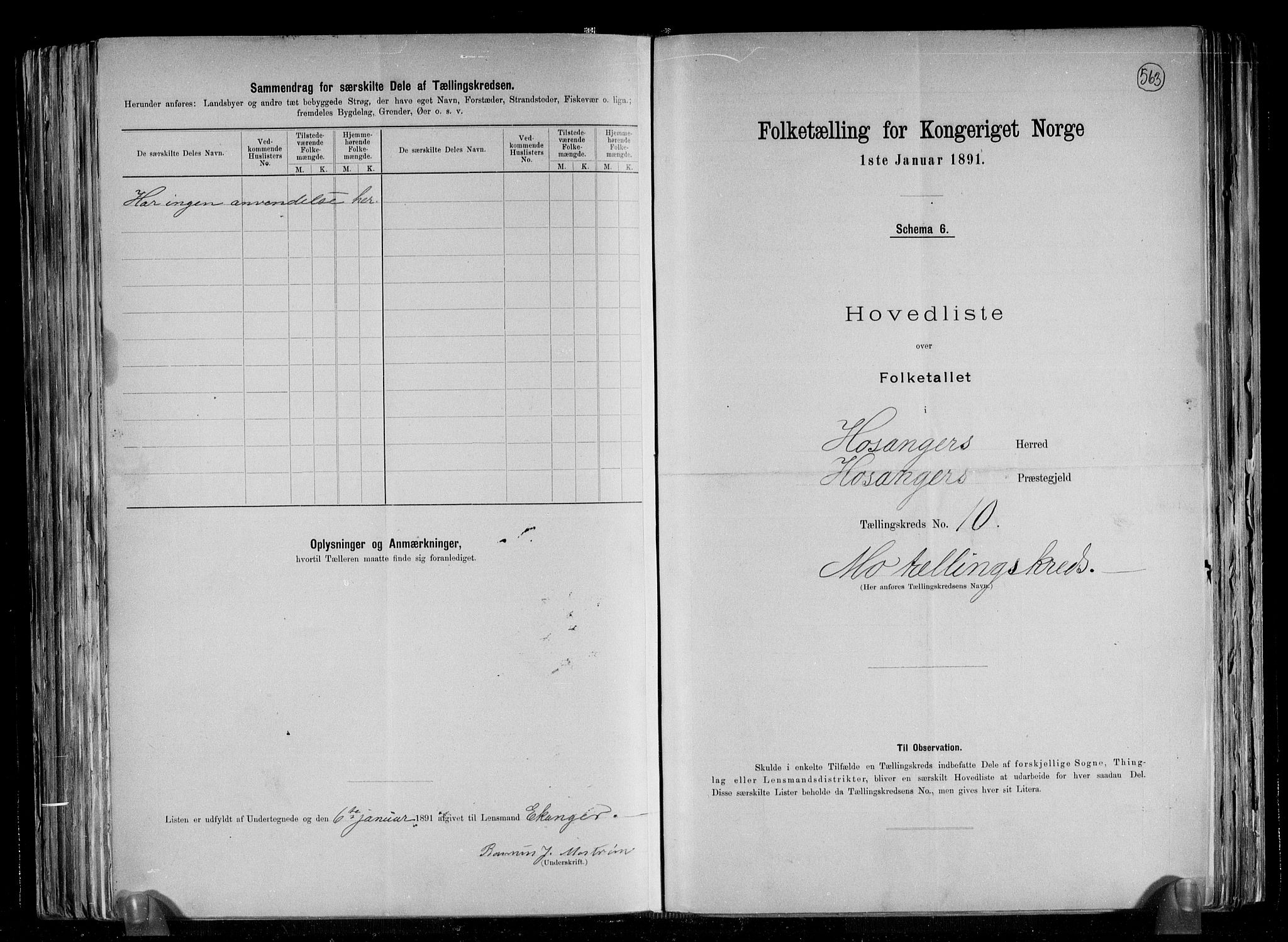 RA, 1891 census for 1253 Hosanger, 1891, p. 22