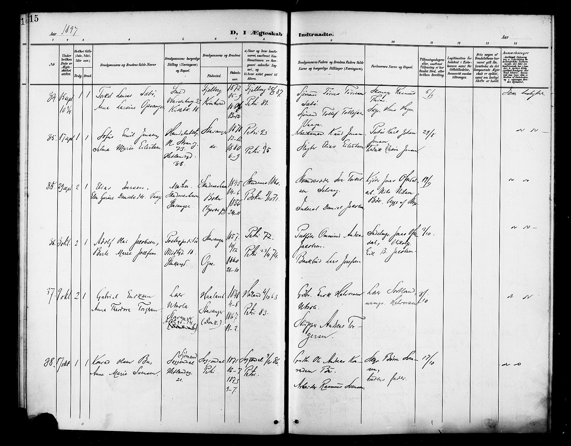 St. Petri sokneprestkontor, AV/SAST-A-101813/001/30/30BB/L0007: Parish register (copy) no. B 7, 1895-1902, p. 15