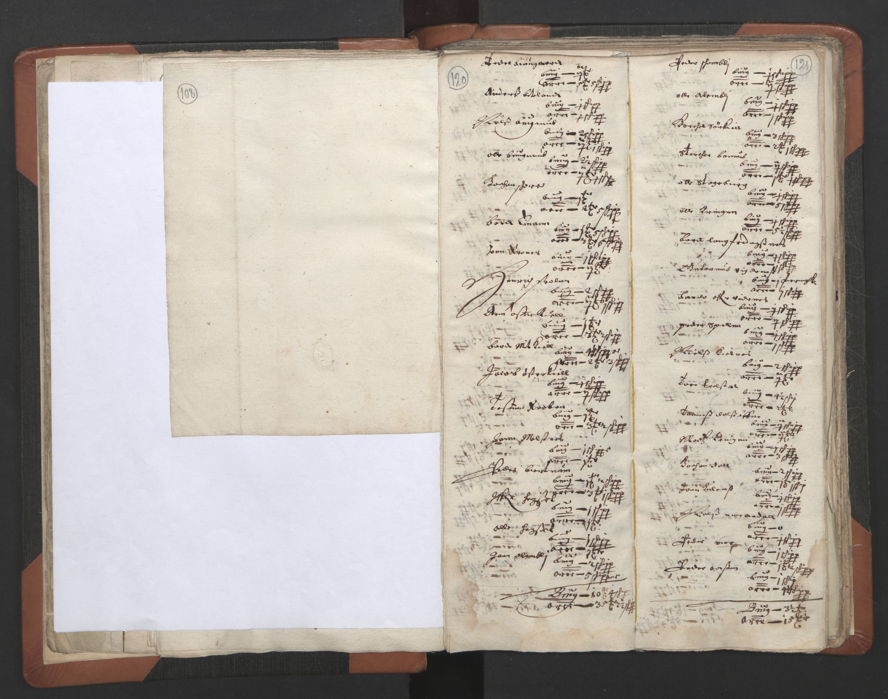 RA, Vicar's Census 1664-1666, no. 32: Innherad deanery, 1664-1666, p. 120-121