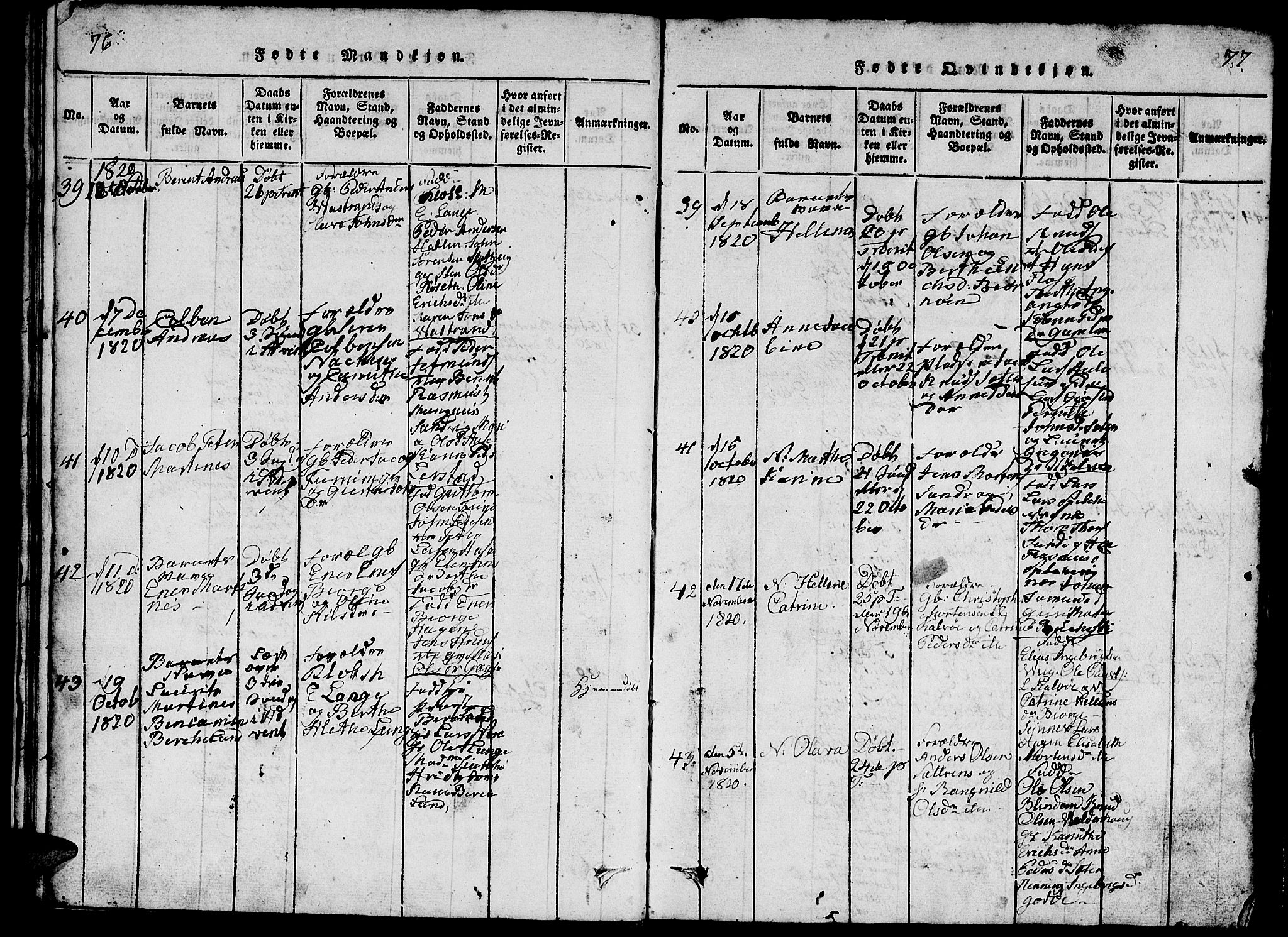 Ministerialprotokoller, klokkerbøker og fødselsregistre - Møre og Romsdal, AV/SAT-A-1454/528/L0423: Parish register (copy) no. 528C04, 1816-1827, p. 76-77