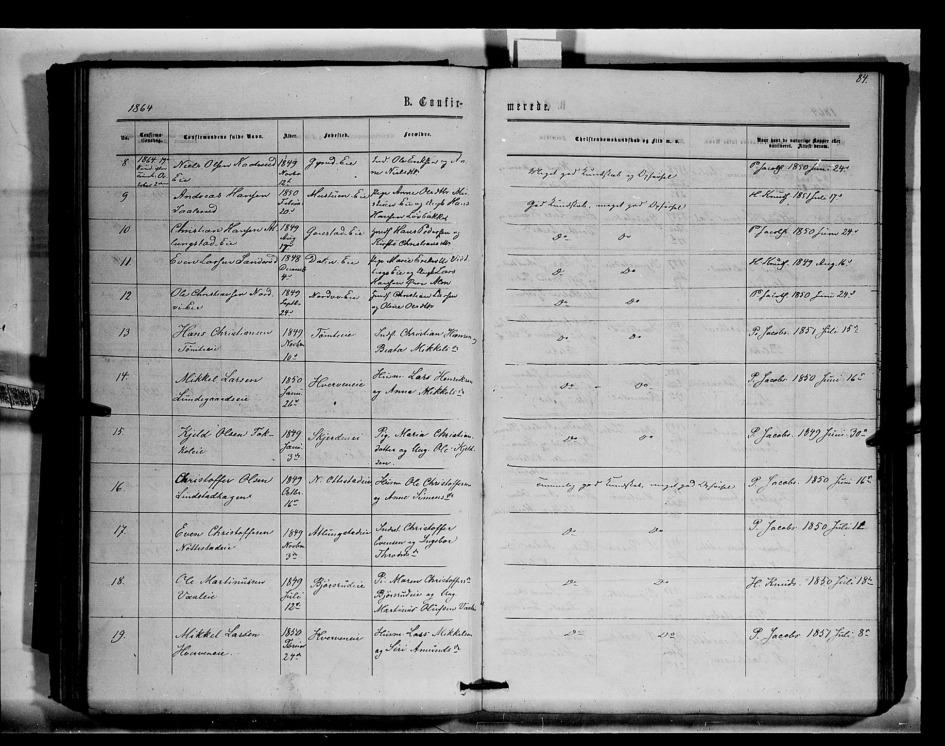 Stange prestekontor, SAH/PREST-002/K/L0015: Parish register (official) no. 15, 1862-1879, p. 84