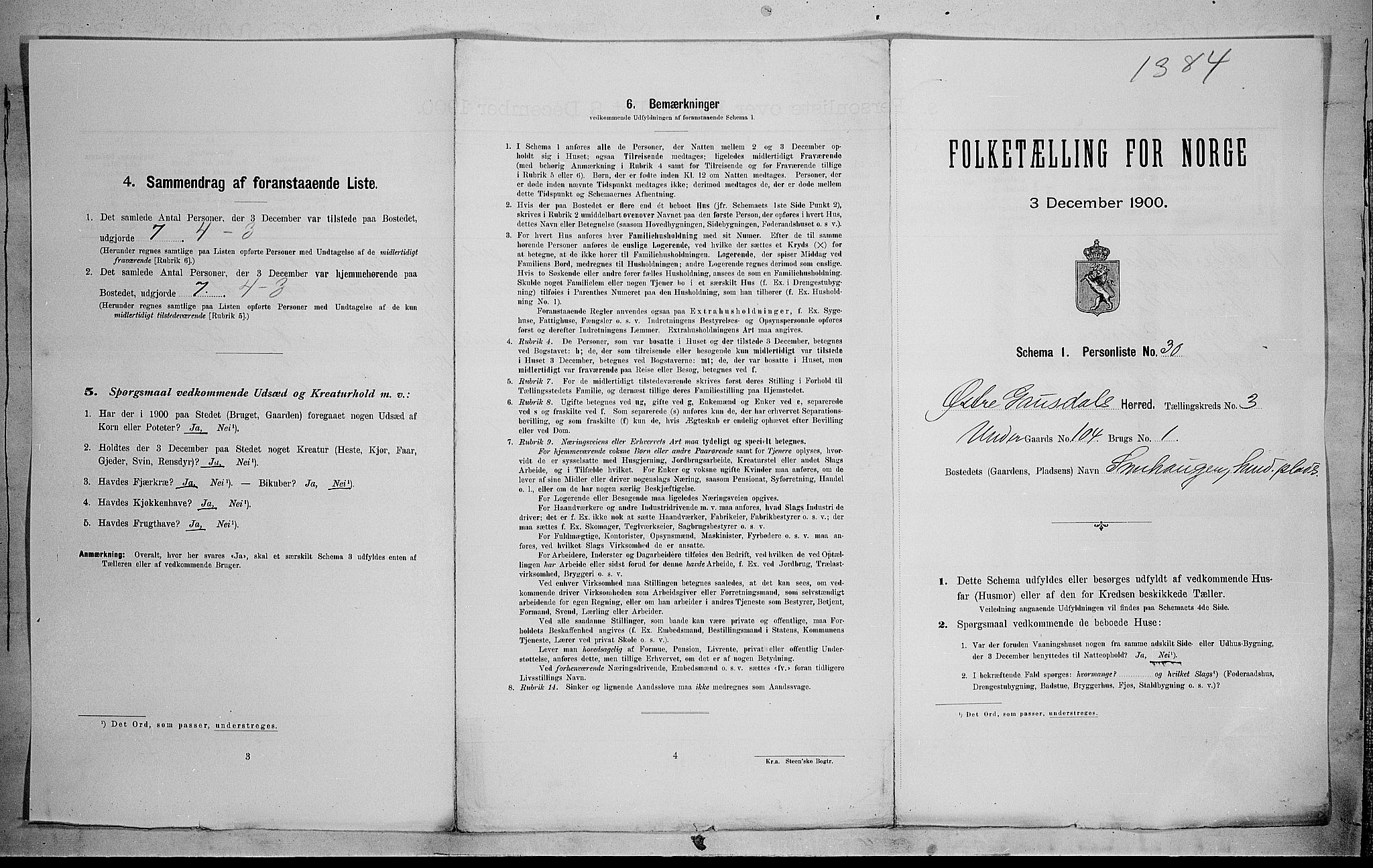 SAH, 1900 census for Østre Gausdal, 1900, p. 43