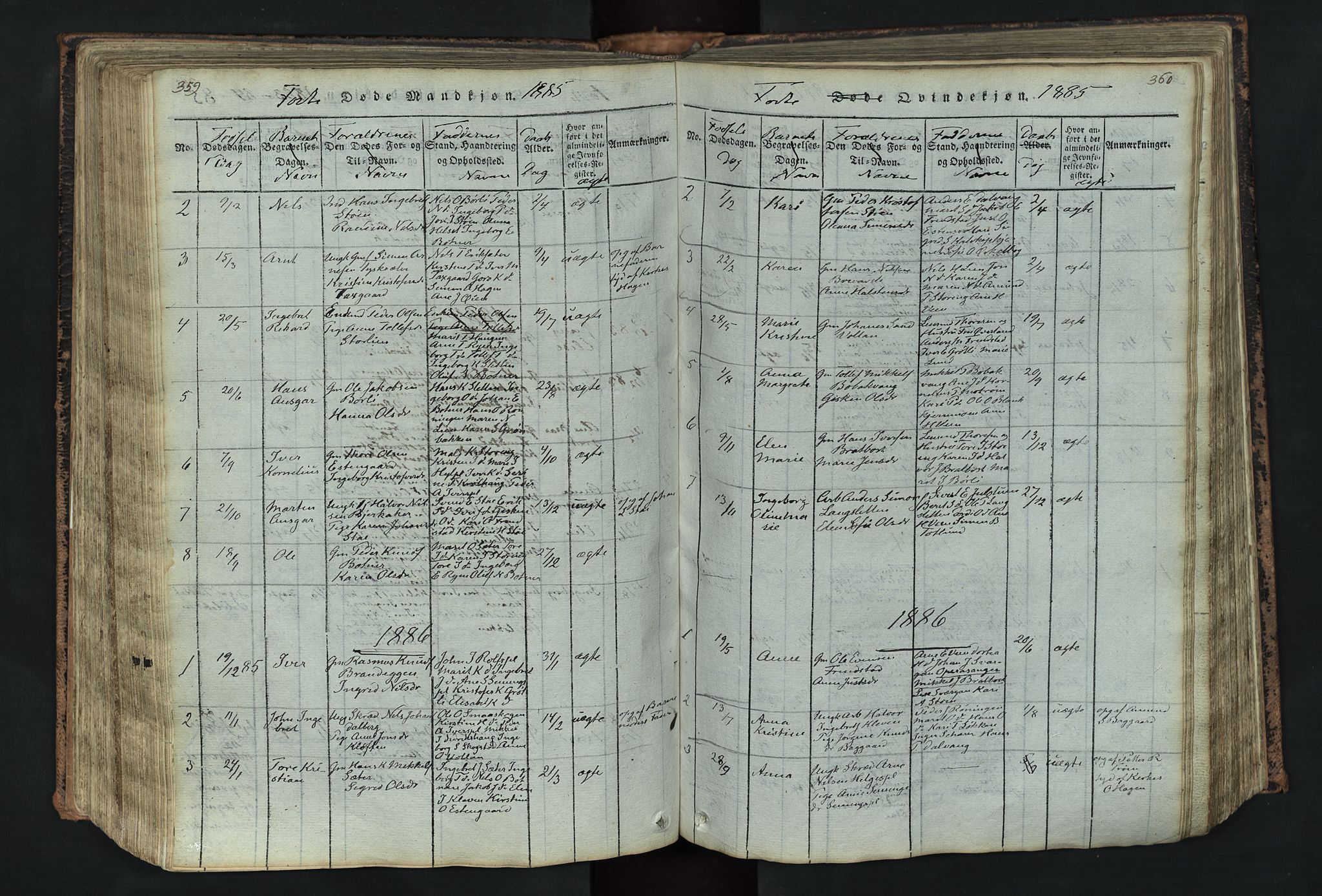 Kvikne prestekontor, AV/SAH-PREST-064/H/Ha/Hab/L0001: Parish register (copy) no. 1, 1815-1895, p. 359-360