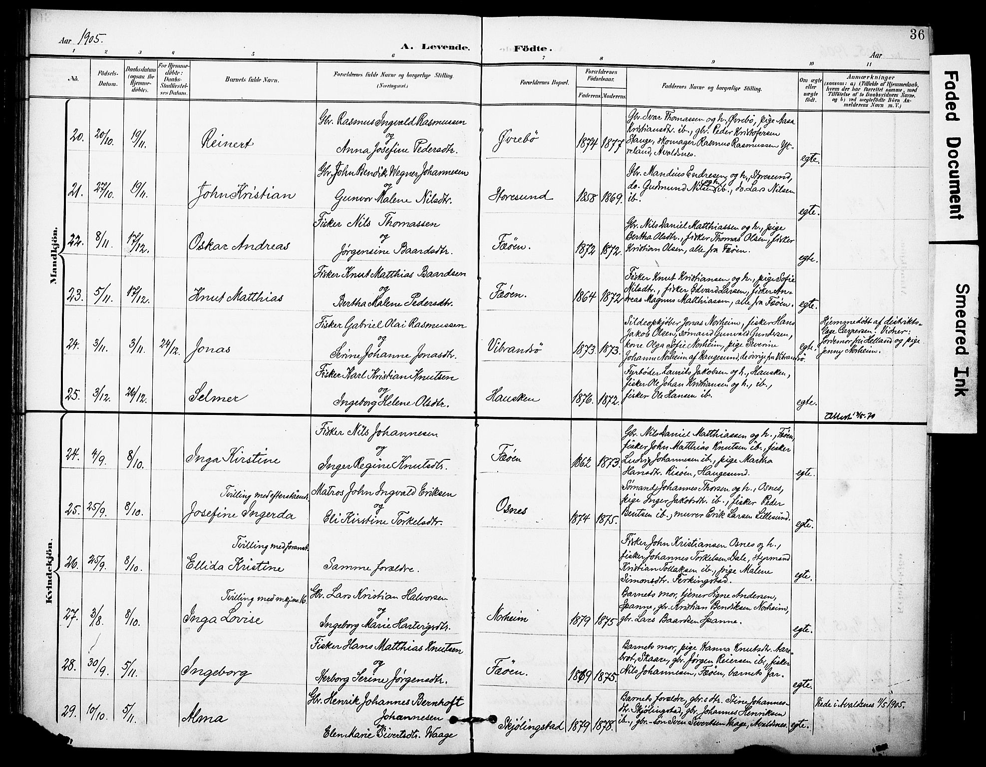 Torvastad sokneprestkontor, AV/SAST-A -101857/H/Ha/Haa/L0017: Parish register (official) no. A 16, 1899-1911, p. 36