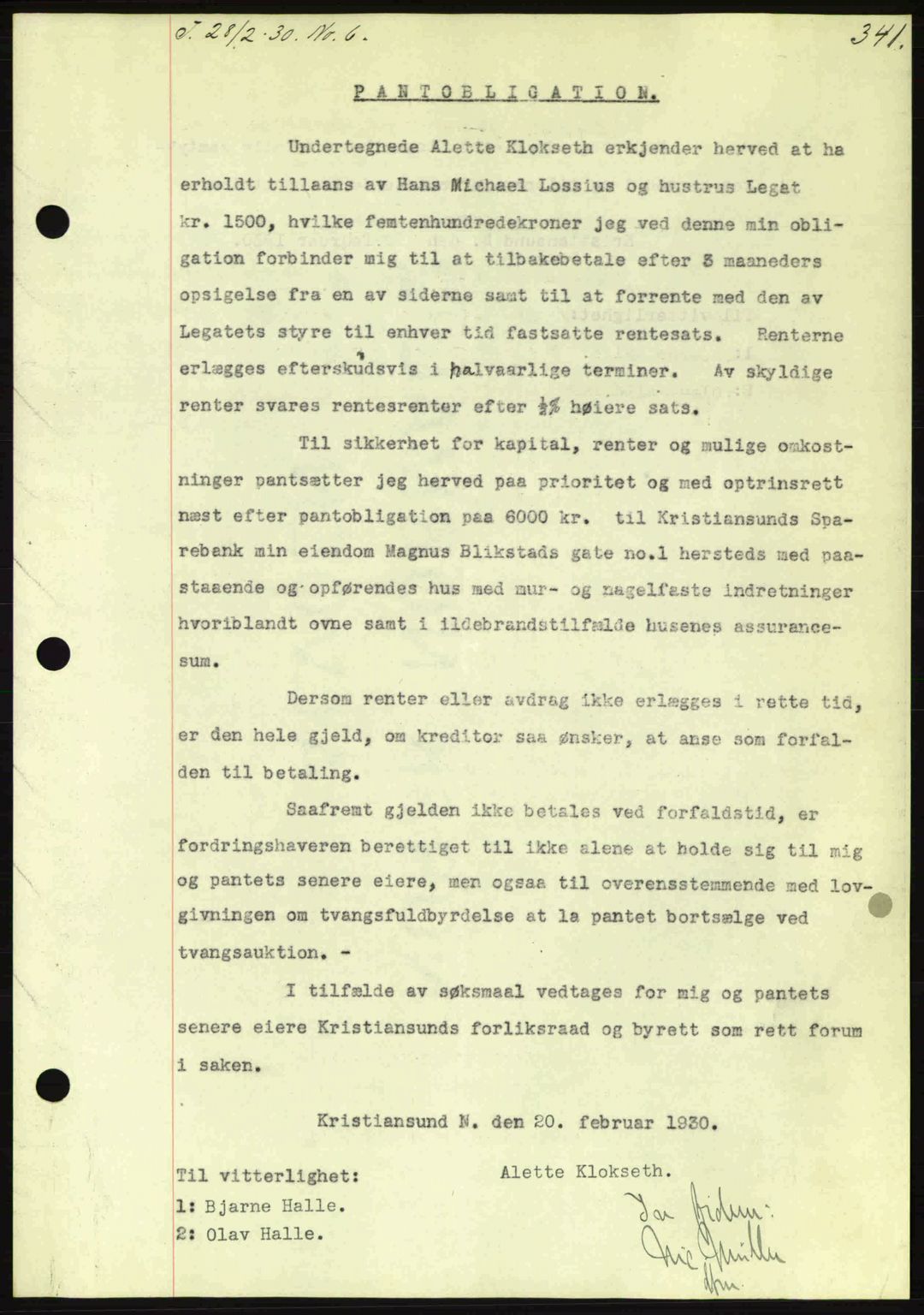 Kristiansund byfogd, AV/SAT-A-4587/A/27: Mortgage book no. 23, 1929-1930, Deed date: 28.02.1930
