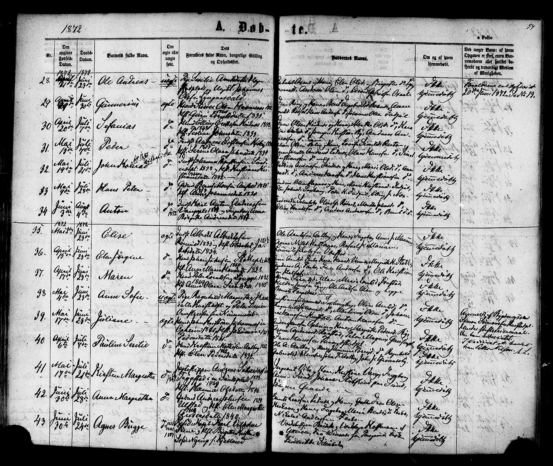 Ministerialprotokoller, klokkerbøker og fødselsregistre - Nord-Trøndelag, AV/SAT-A-1458/730/L0284: Parish register (official) no. 730A09, 1866-1878, p. 54