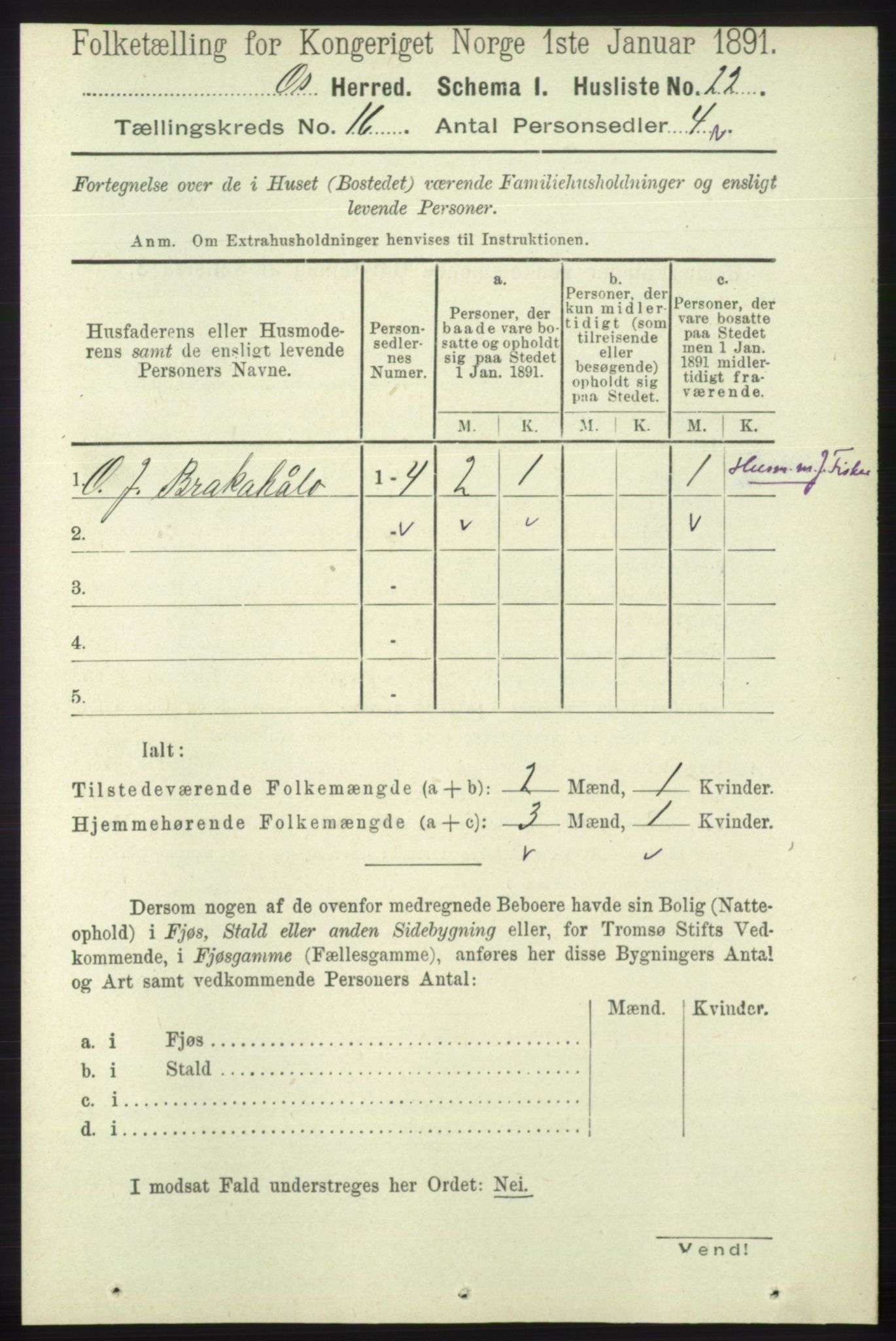 RA, 1891 census for 1243 Os, 1891, p. 3489