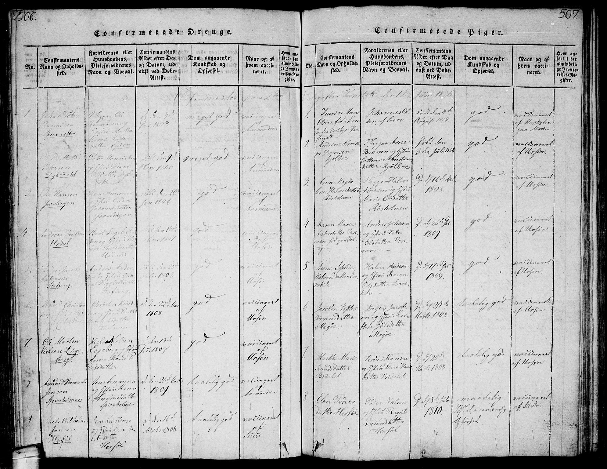 Hvaler prestekontor Kirkebøker, SAO/A-2001/F/Fa/L0005: Parish register (official) no. I 5, 1816-1845, p. 506-507
