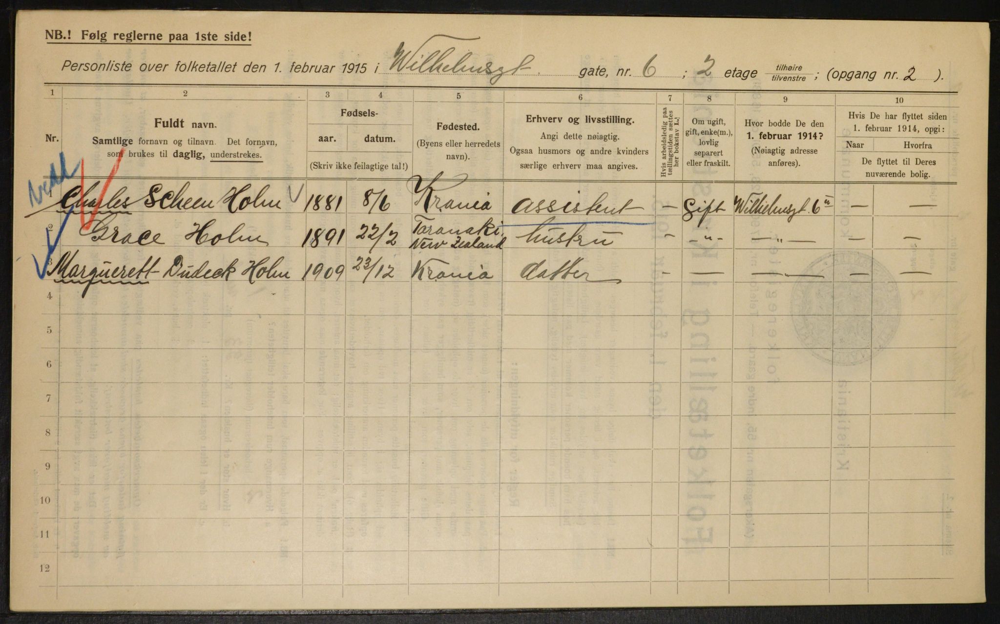 OBA, Municipal Census 1915 for Kristiania, 1915, p. 128833