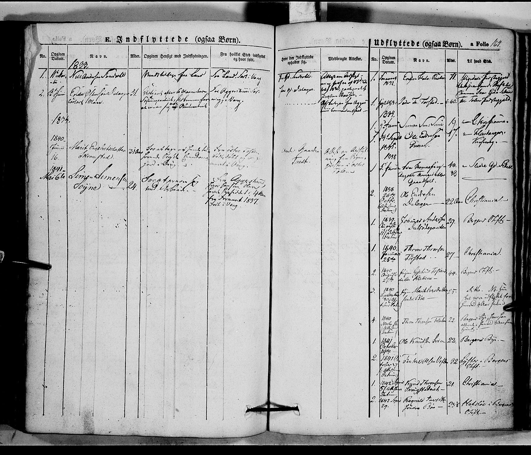 Vang prestekontor, Valdres, SAH/PREST-140/H/Ha/L0005: Parish register (official) no. 5, 1831-1845, p. 164