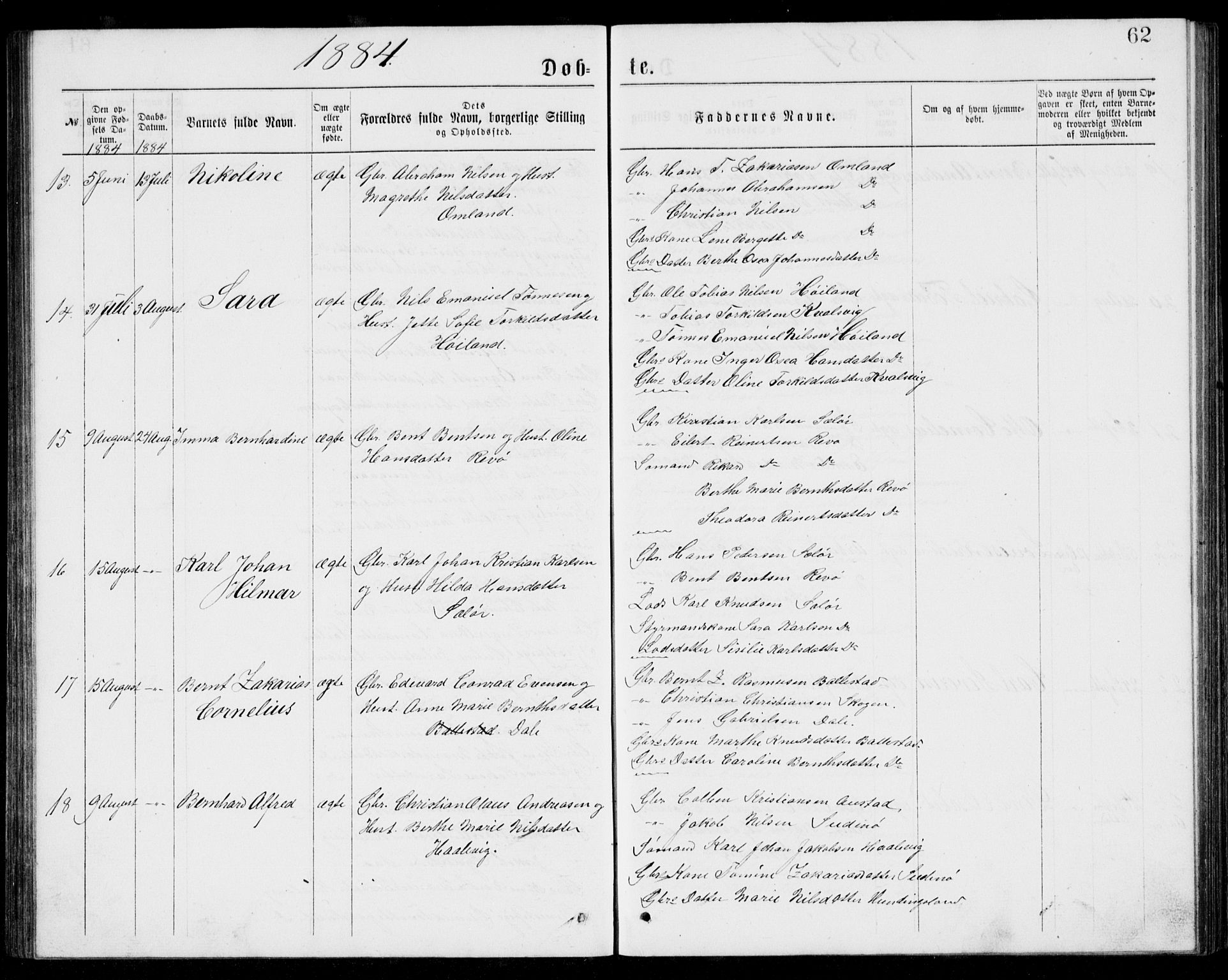 Lyngdal sokneprestkontor, AV/SAK-1111-0029/F/Fb/Fba/L0002: Parish register (copy) no. B 2, 1876-1886, p. 62