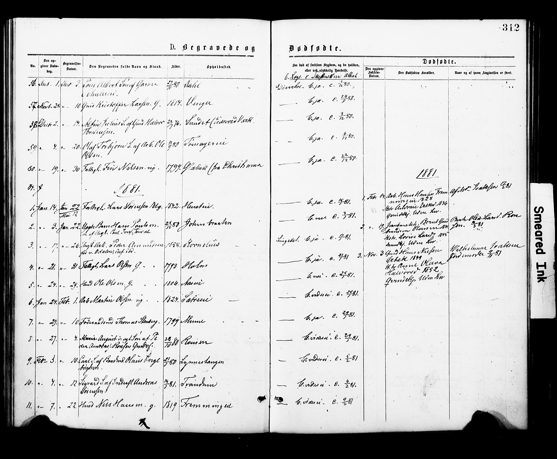 Eidsvoll prestekontor Kirkebøker, AV/SAO-A-10888/F/Fa/L0001: Parish register (official) no. I 1, 1877-1881, p. 312