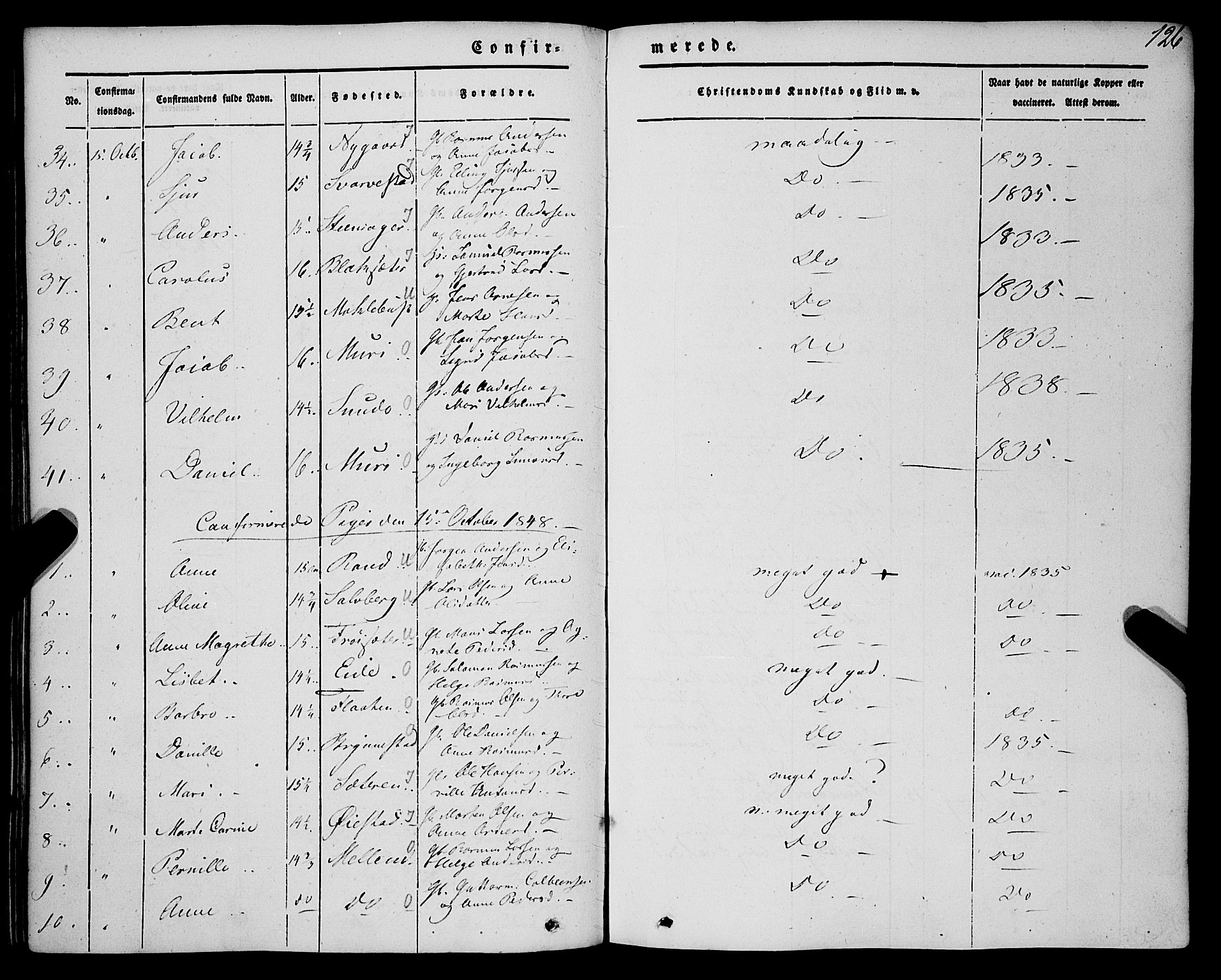 Innvik sokneprestembete, AV/SAB-A-80501: Parish register (official) no. A 5, 1847-1865, p. 126