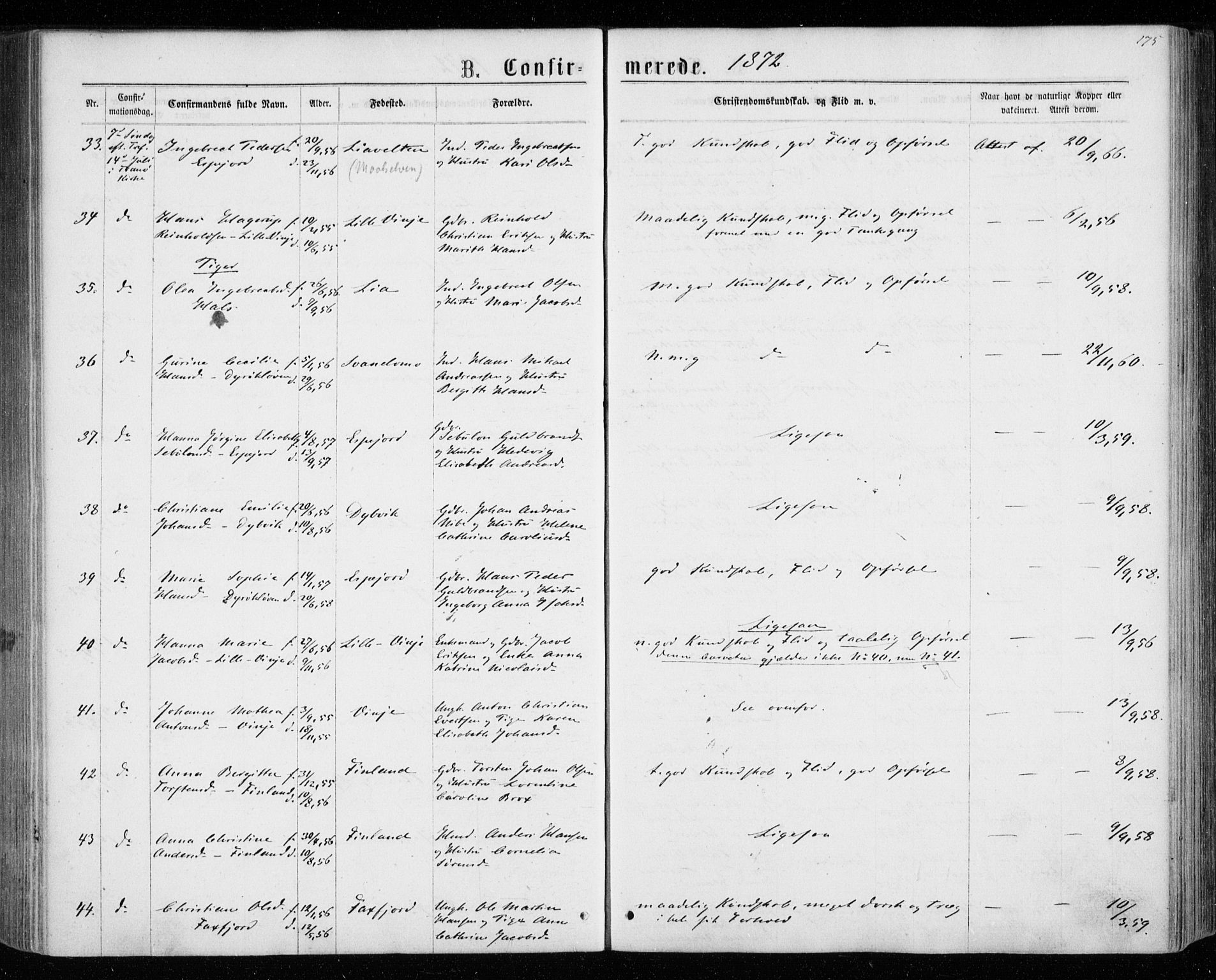 Tranøy sokneprestkontor, AV/SATØ-S-1313/I/Ia/Iaa/L0008kirke: Parish register (official) no. 8, 1867-1877, p. 175