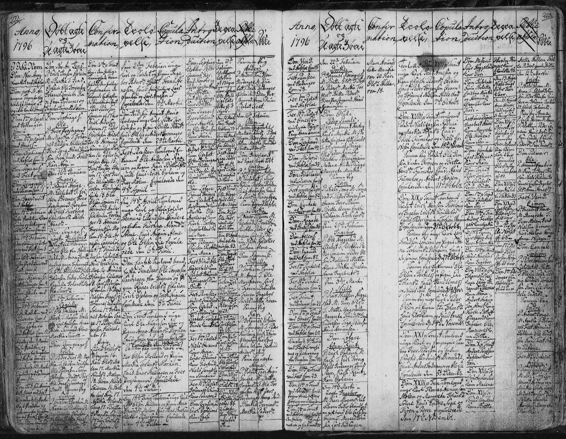 Hafslo sokneprestembete, AV/SAB-A-80301/H/Haa/Haaa/L0002: Parish register (official) no. A 2, 1755-1806, p. 222-223