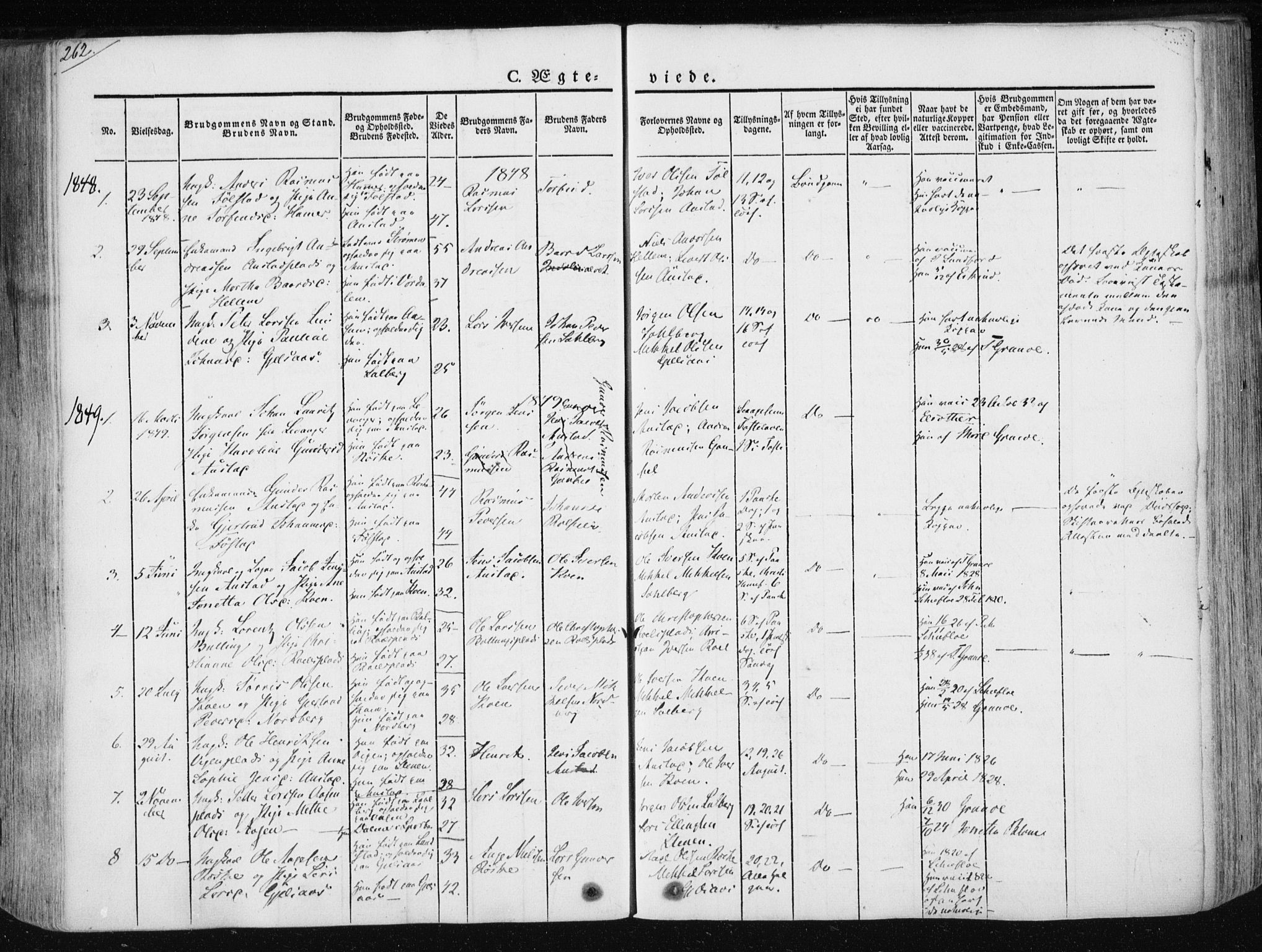 Ministerialprotokoller, klokkerbøker og fødselsregistre - Nord-Trøndelag, SAT/A-1458/730/L0280: Parish register (official) no. 730A07 /2, 1840-1854, p. 262