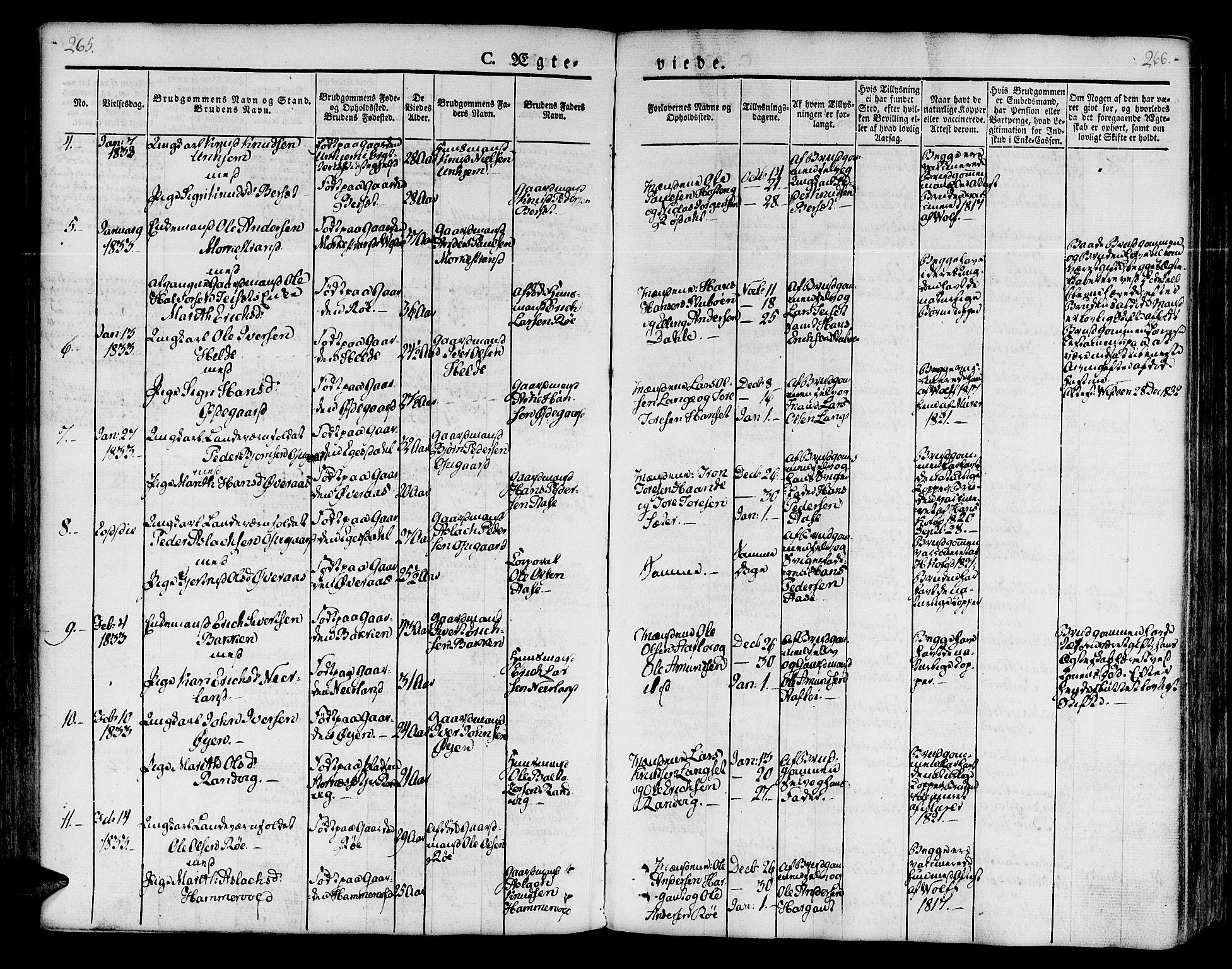 Ministerialprotokoller, klokkerbøker og fødselsregistre - Møre og Romsdal, SAT/A-1454/551/L0624: Parish register (official) no. 551A04, 1831-1845, p. 265-266