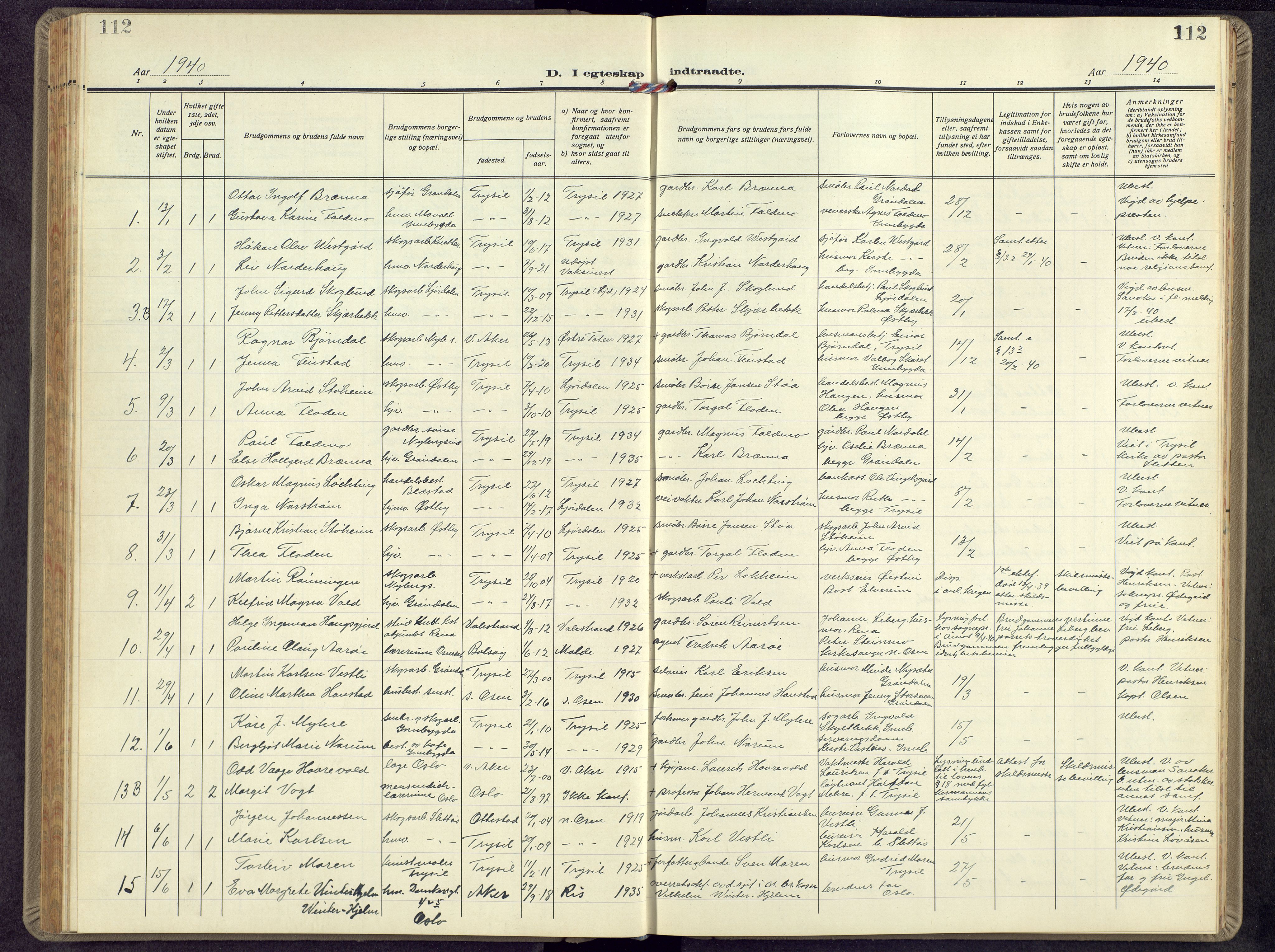 Trysil prestekontor, AV/SAH-PREST-046/H/Ha/Hab/L0012: Parish register (copy) no. 12, 1938-1959, p. 112