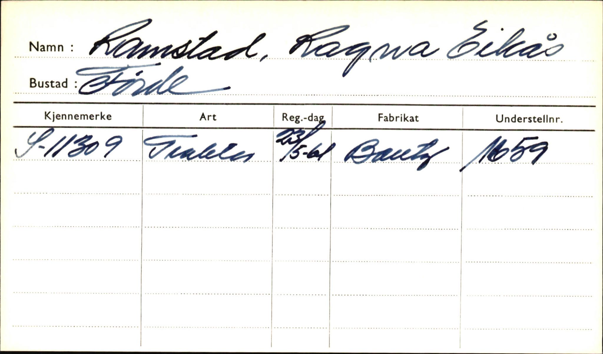 Statens vegvesen, Sogn og Fjordane vegkontor, AV/SAB-A-5301/4/F/L0001E: Eigarregister Fjordane til 1.6.1961, 1930-1961, p. 1