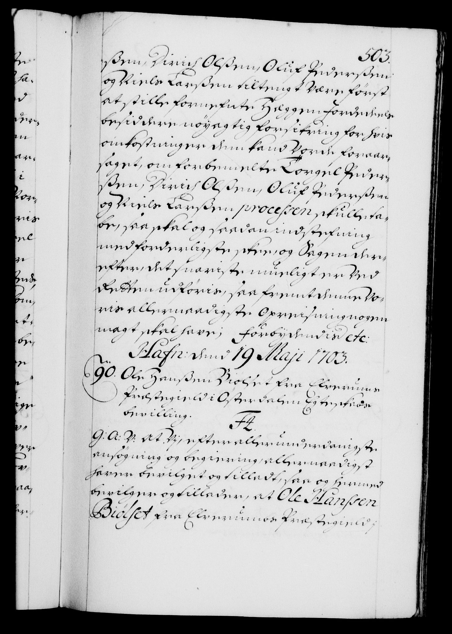 Danske Kanselli 1572-1799, AV/RA-EA-3023/F/Fc/Fca/Fcaa/L0018: Norske registre, 1699-1703, p. 503a